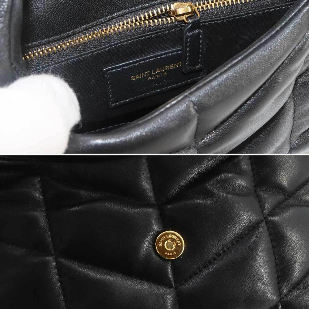 Saint Laurent Puffer Toy Chain Shoulder Handbag, Leather, Black, 759337, Gold Hardware — Like New