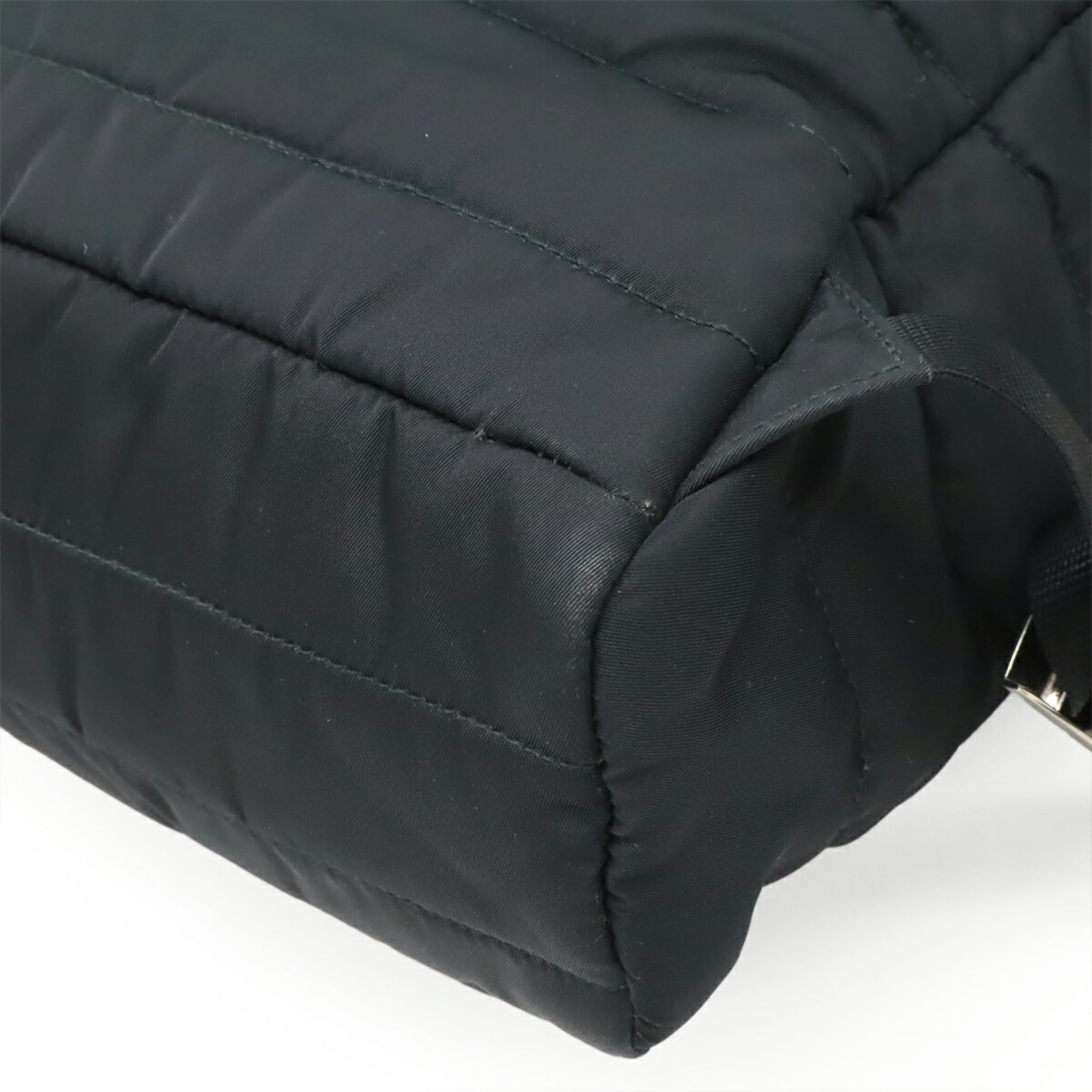 PRADA Triangle Backpack, Quilted Nylon and Leather, Black, 1BZ002