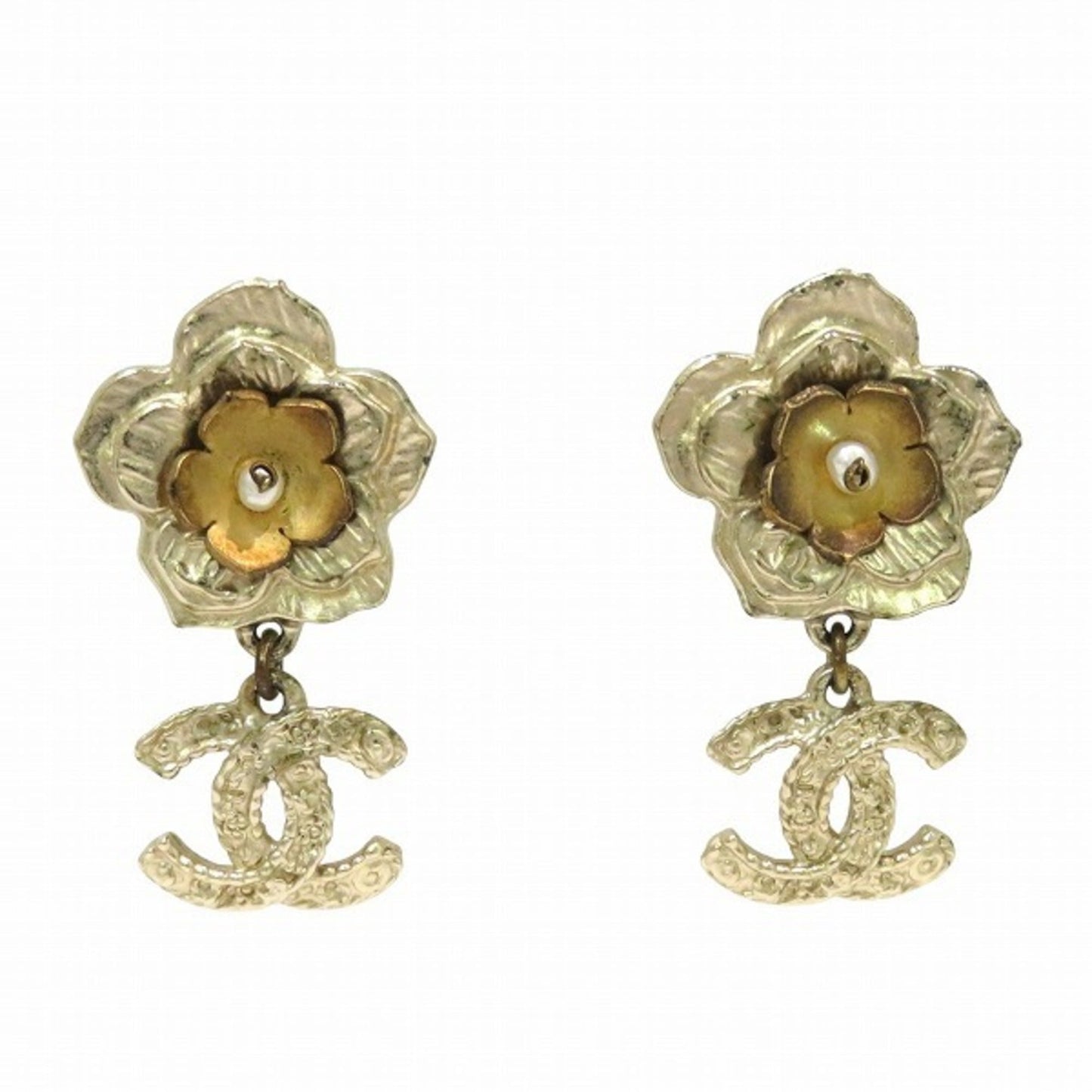 CHANEL A18 C Coco Mark Faux Pearl Earrings for Women
