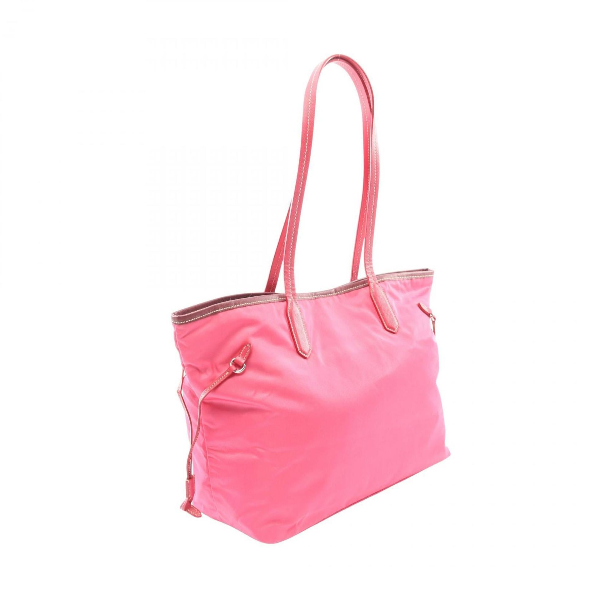 Prada tote bag in nylon and Saffiano leather, pink for women