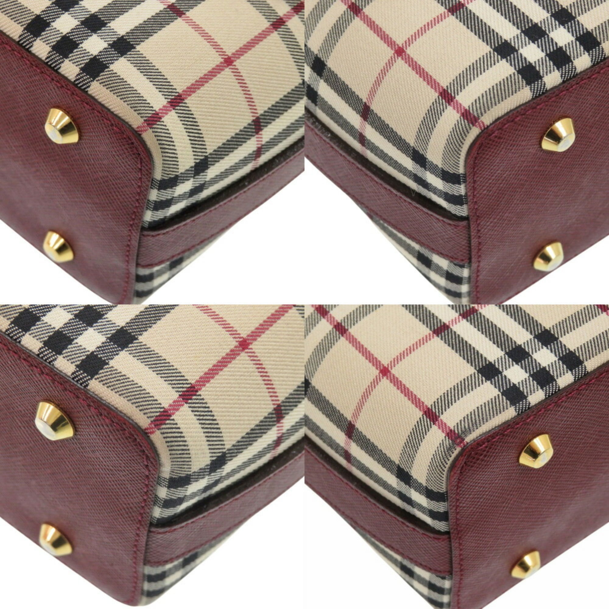 Burberry Nova Check Bag Canvas/Leather Beige Handbag 0406BURBERRY — Like New