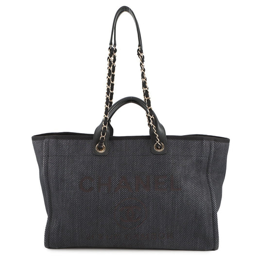 CHANEL Coco Mark Deauville Tote Bag, Raffia, A93786, 2-Way, Black