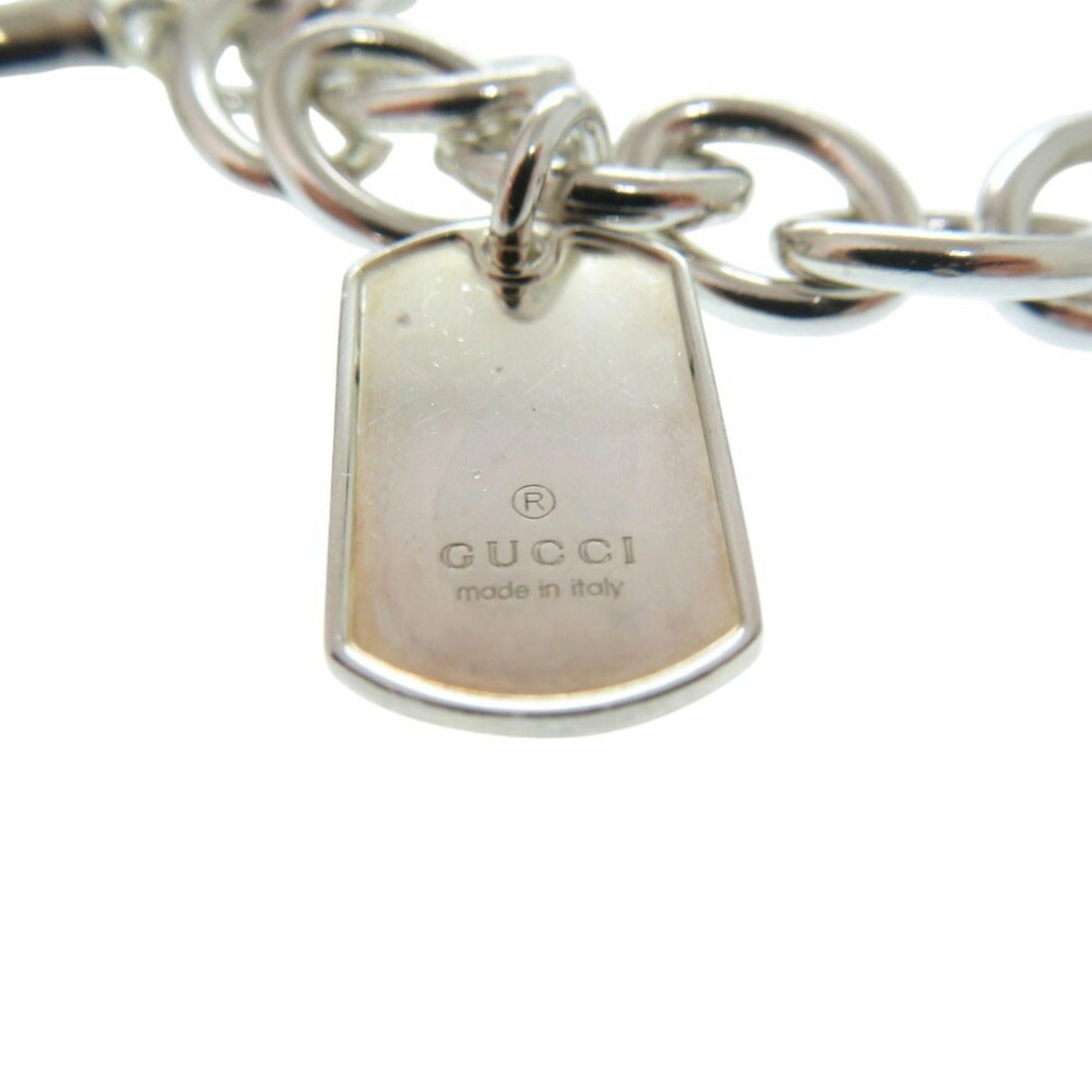 Gucci Multi G Drop Charm Dog Tag Bamboo Bracelet Silver 925 0547GUCCI