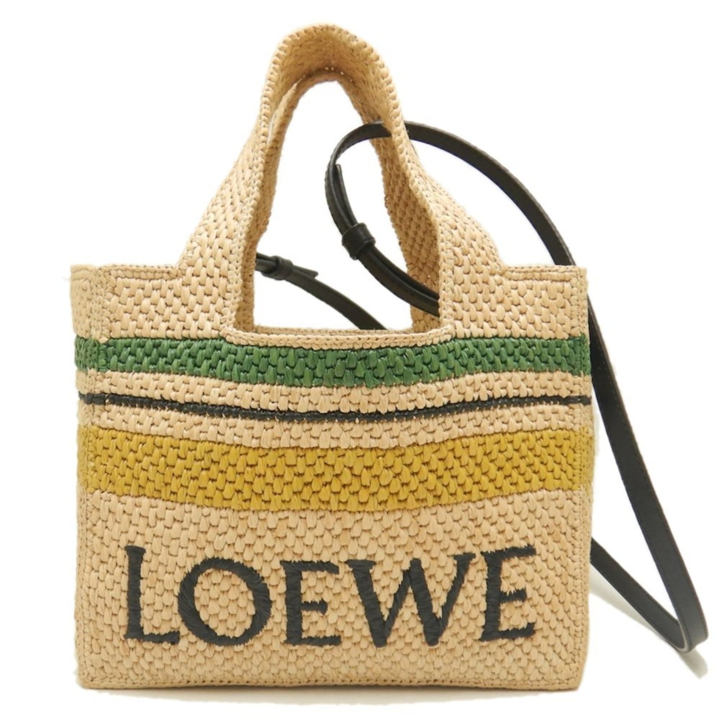 LOEWE Font Stripe Tote Bag A685B61X04 in Natural Raffia, Women's, 253423