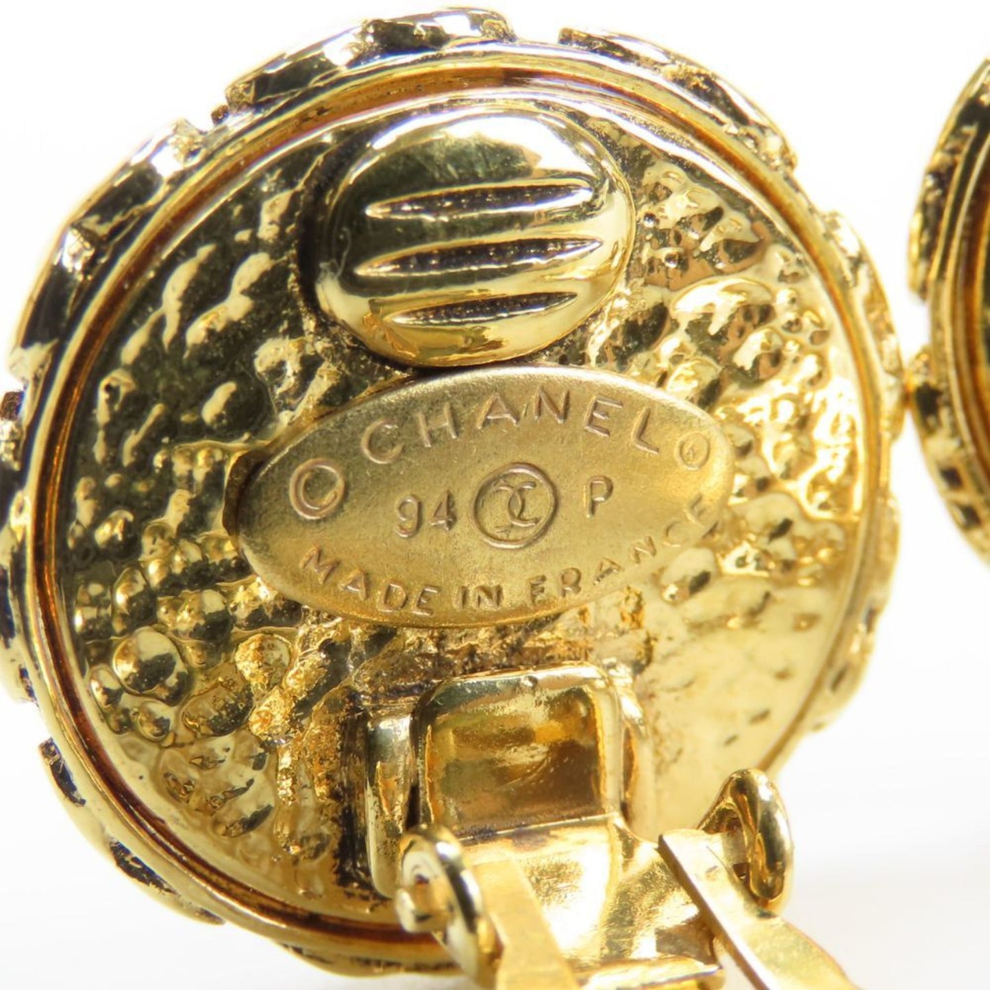 Chanel Coco Mark Metal Earrings with Faux Pearl and Gold Plated 94P Women's CHANEL