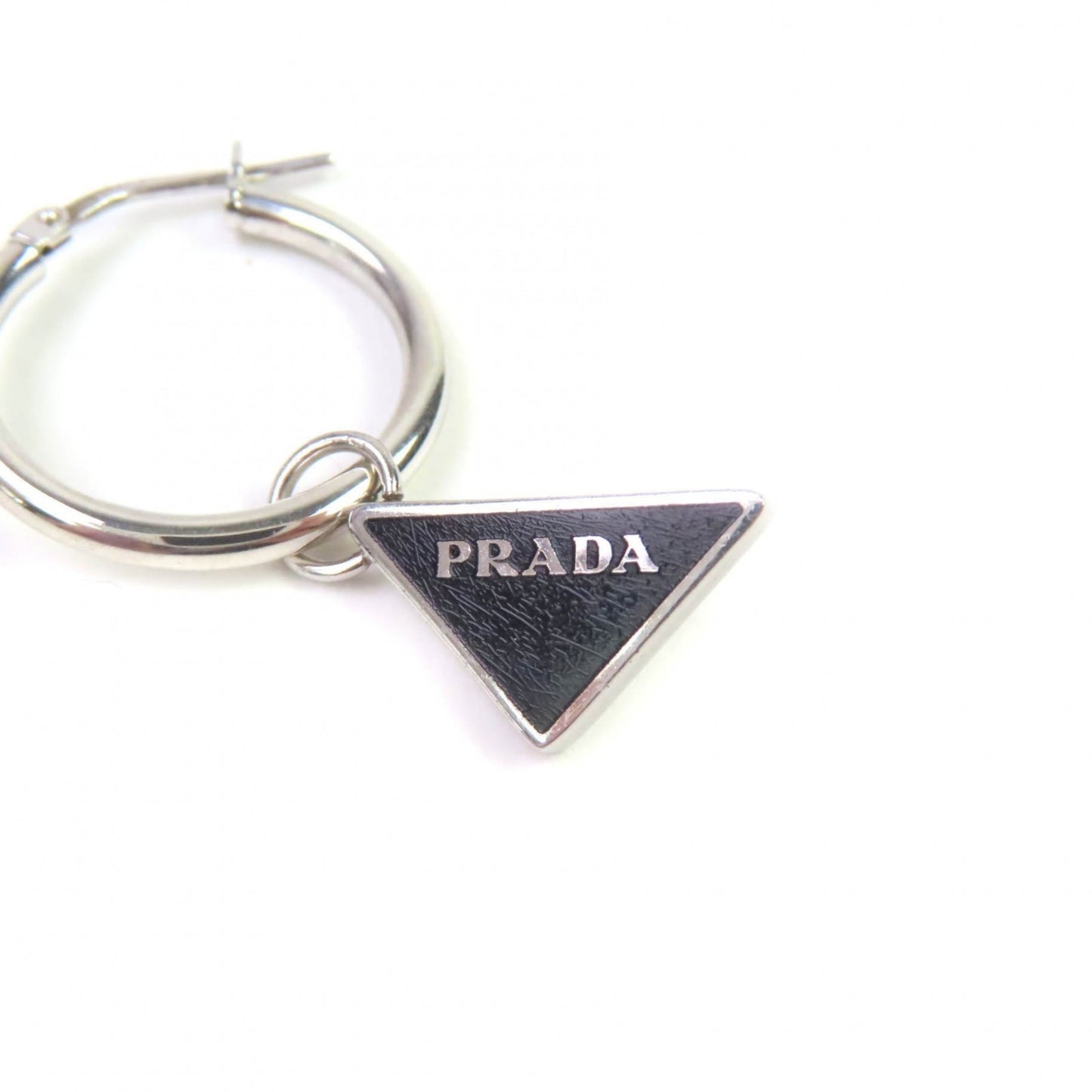 PRADA 2JO750 Symbol Pendant and Earrings, Set of 2, AG925, Triangle Logo, Black Silver, Made in Italy, Weight 4.7g, Women's