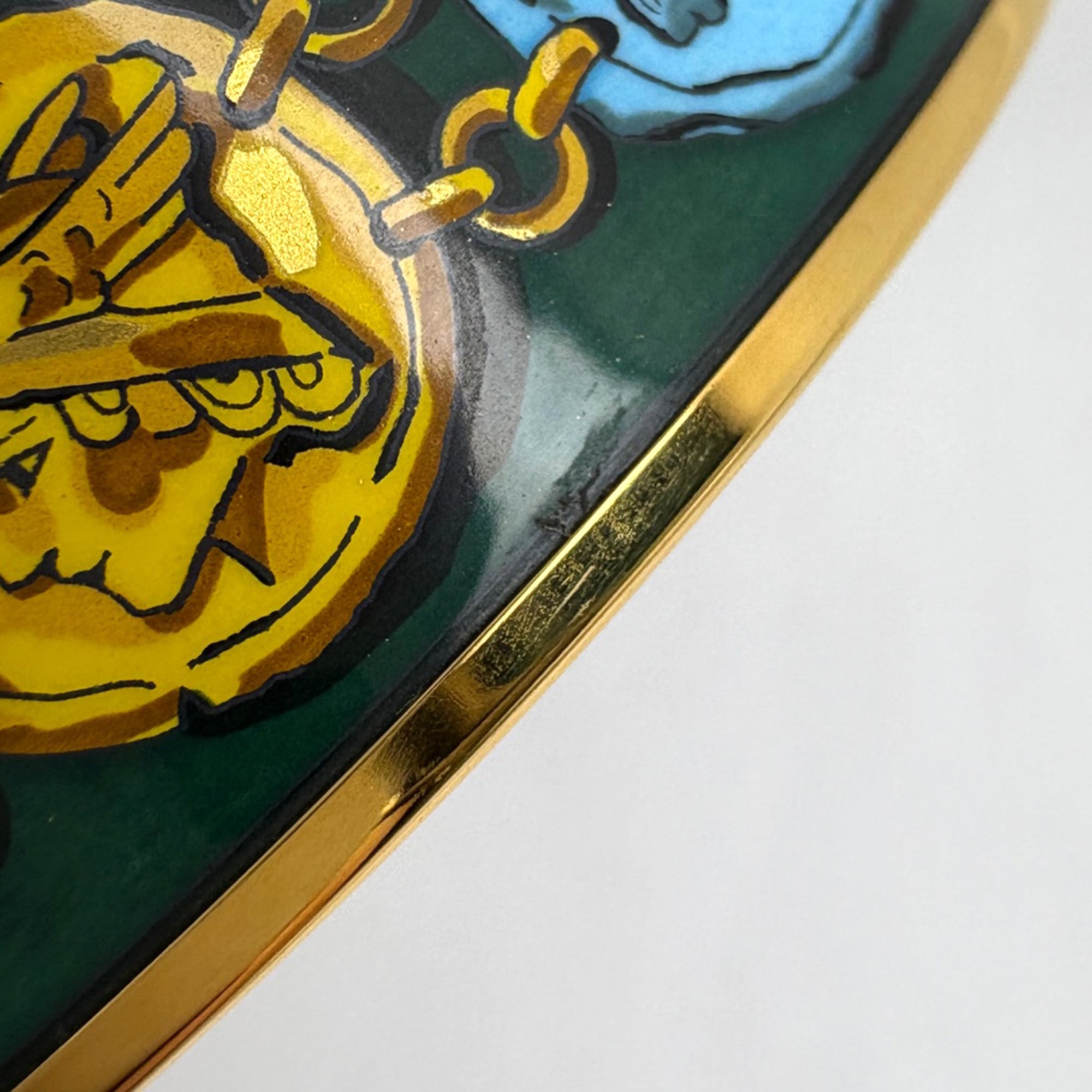 Hermes GM Enamel Cloisonne Bracelet in GP Gold and Green for Women