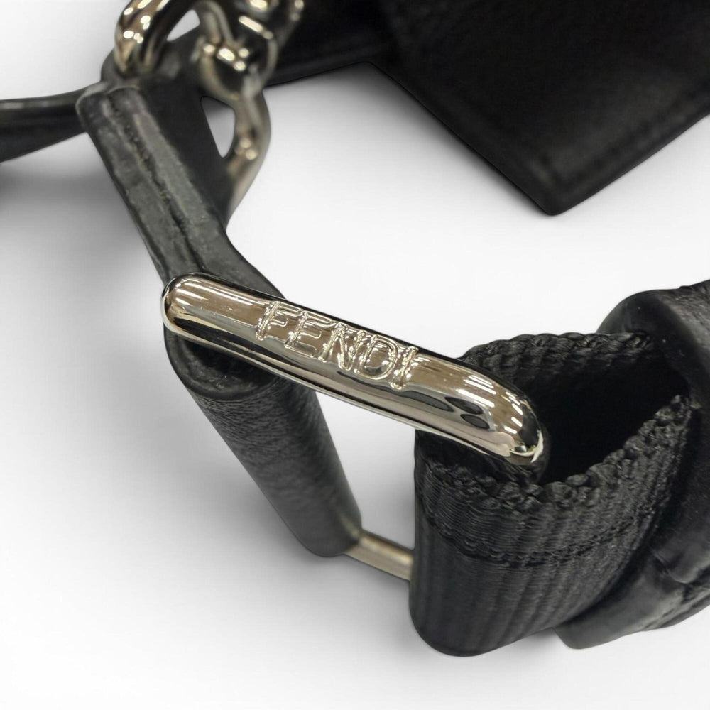 FENDI 7VA584 Leather Go-to Shopper Small 2-Way Handbag/Shoulder Bag, Black, Made in Italy, Women's — Like New