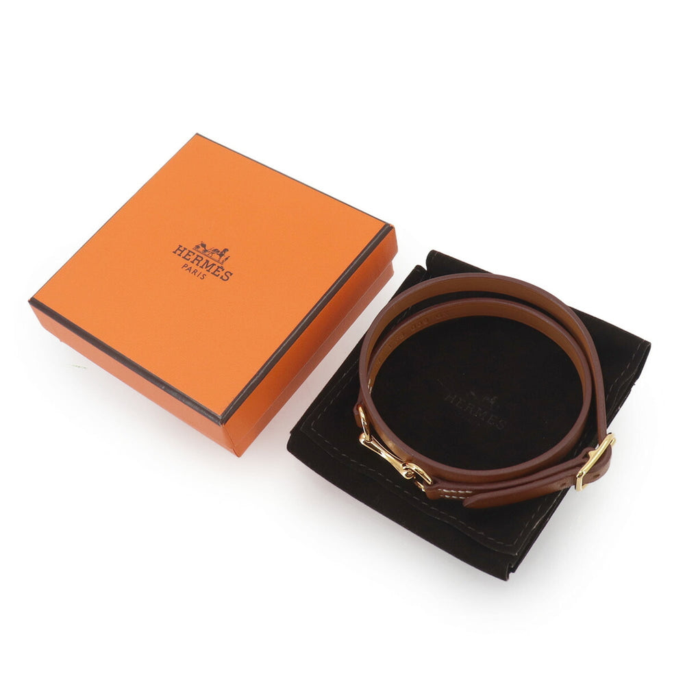 Hermes Triple Tour Bracelet, Leather, Brown, T1 Y Stamp, Gold Hardware — New - Store Return