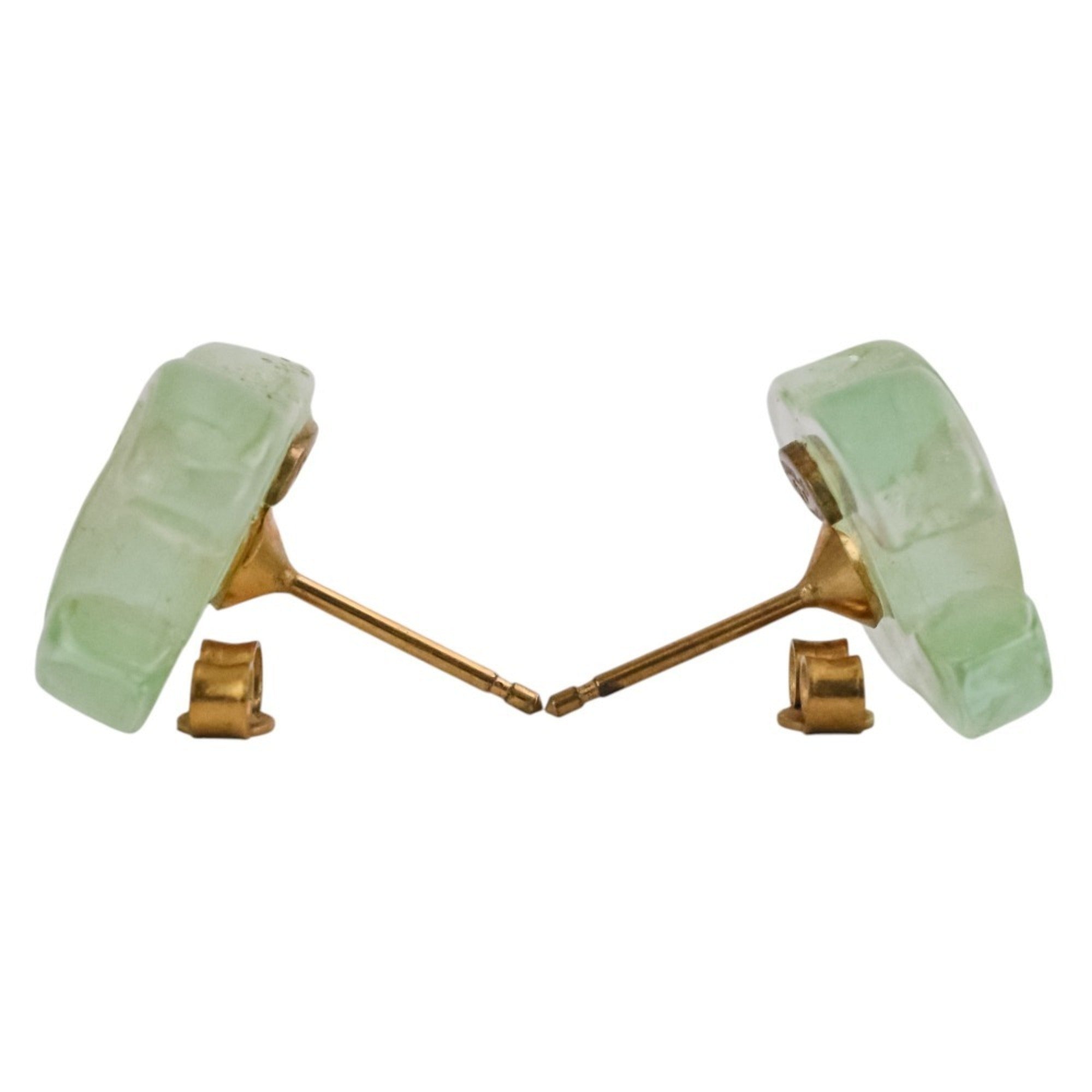 01P CHANEL Chanel Coco Mark Turnlock Plastic Earrings Mint Green Women's — Like New