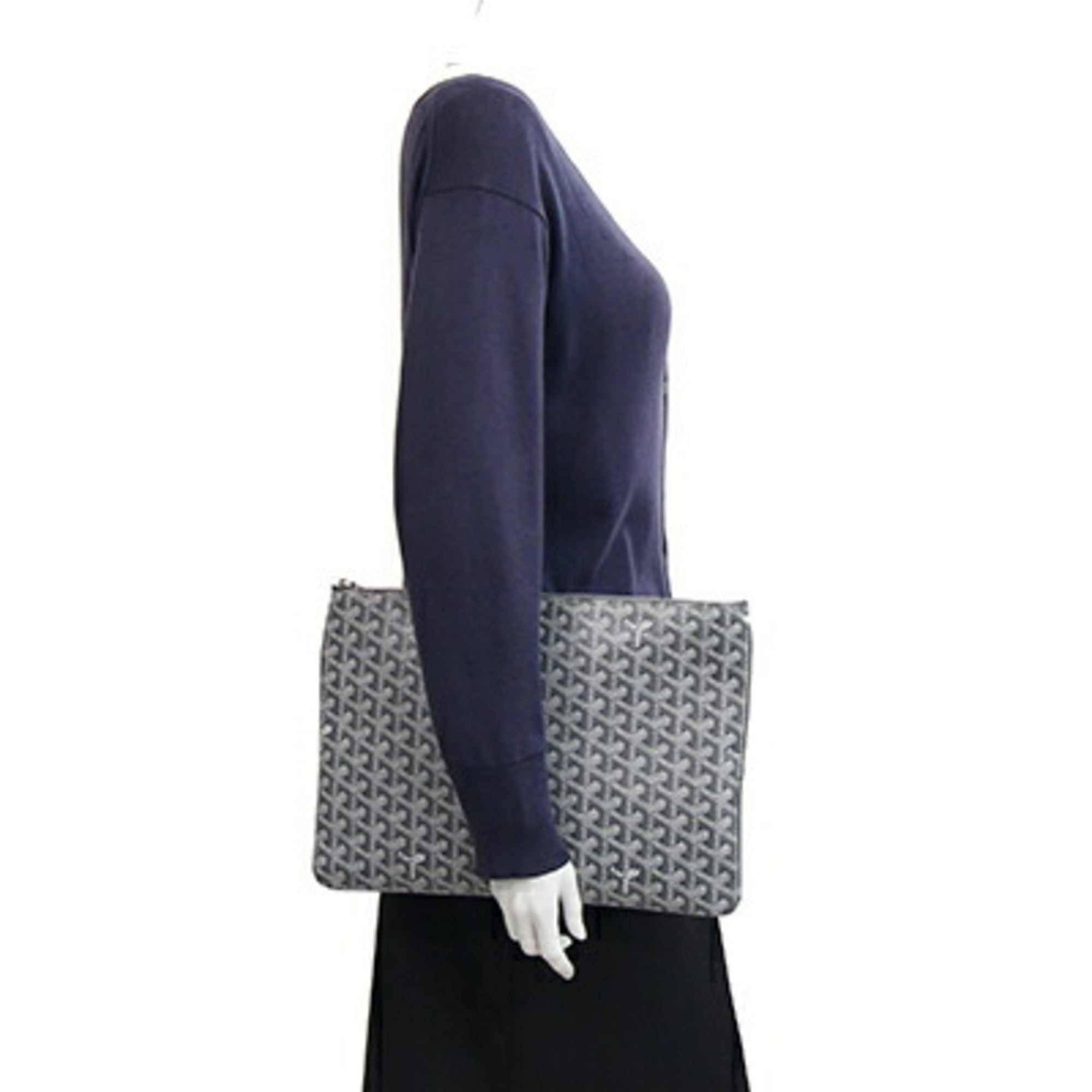 Goyard Clutch Bag Sena MGM SENAT2MGMTY51CL51P Gray Toile Handbag Pouch Medium Large Men's GOYARD — Like New