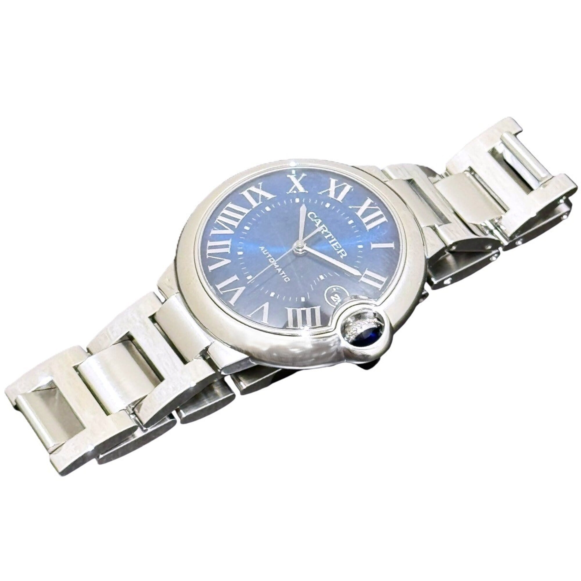Cartier Ballon Bleu de automatic watch, total weight 119.4g, stainless steel, blue dial, WSBB0061 — Very Good