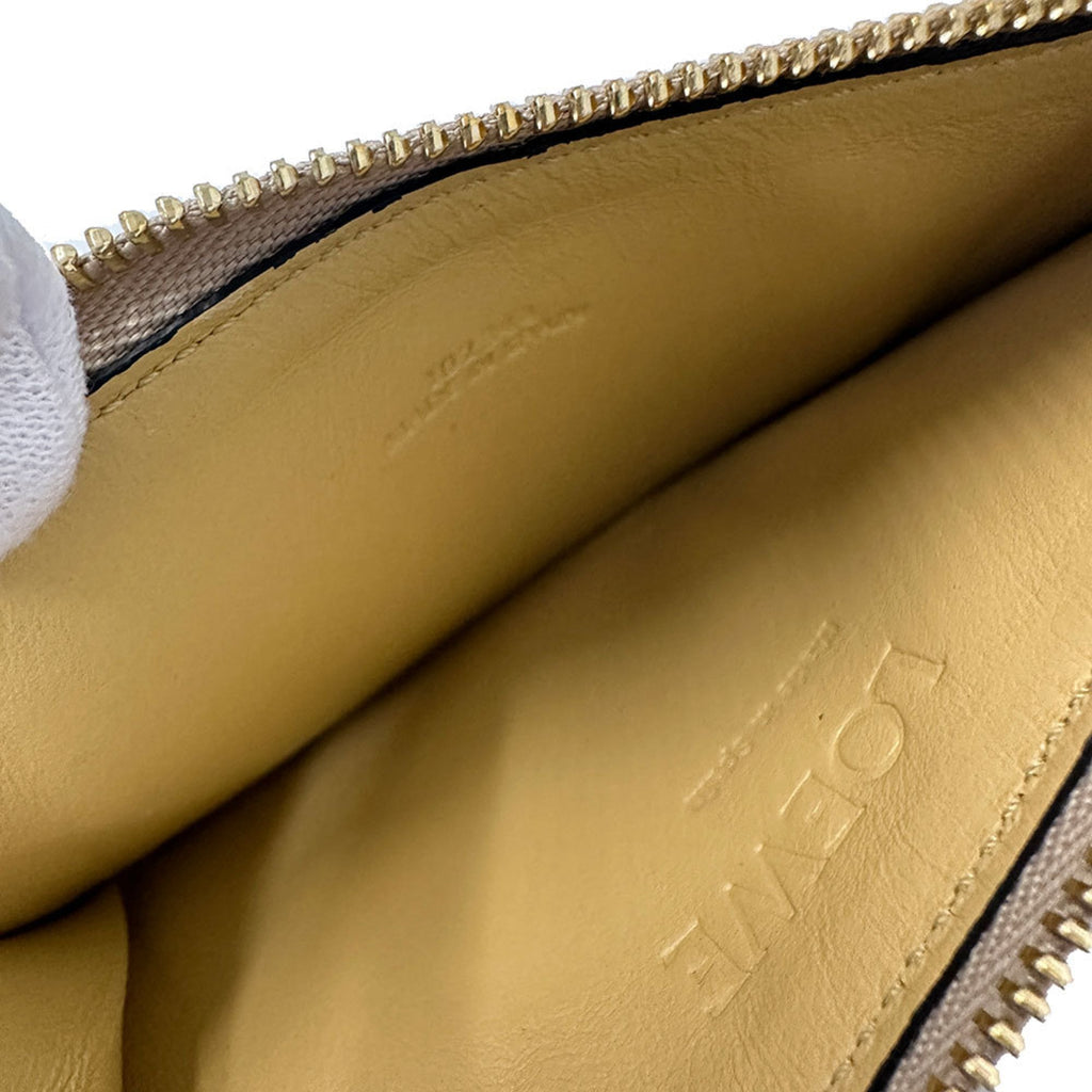LOEWE Women's Anagram Wallet, Leather Fragment Case, Greige, Yellow
