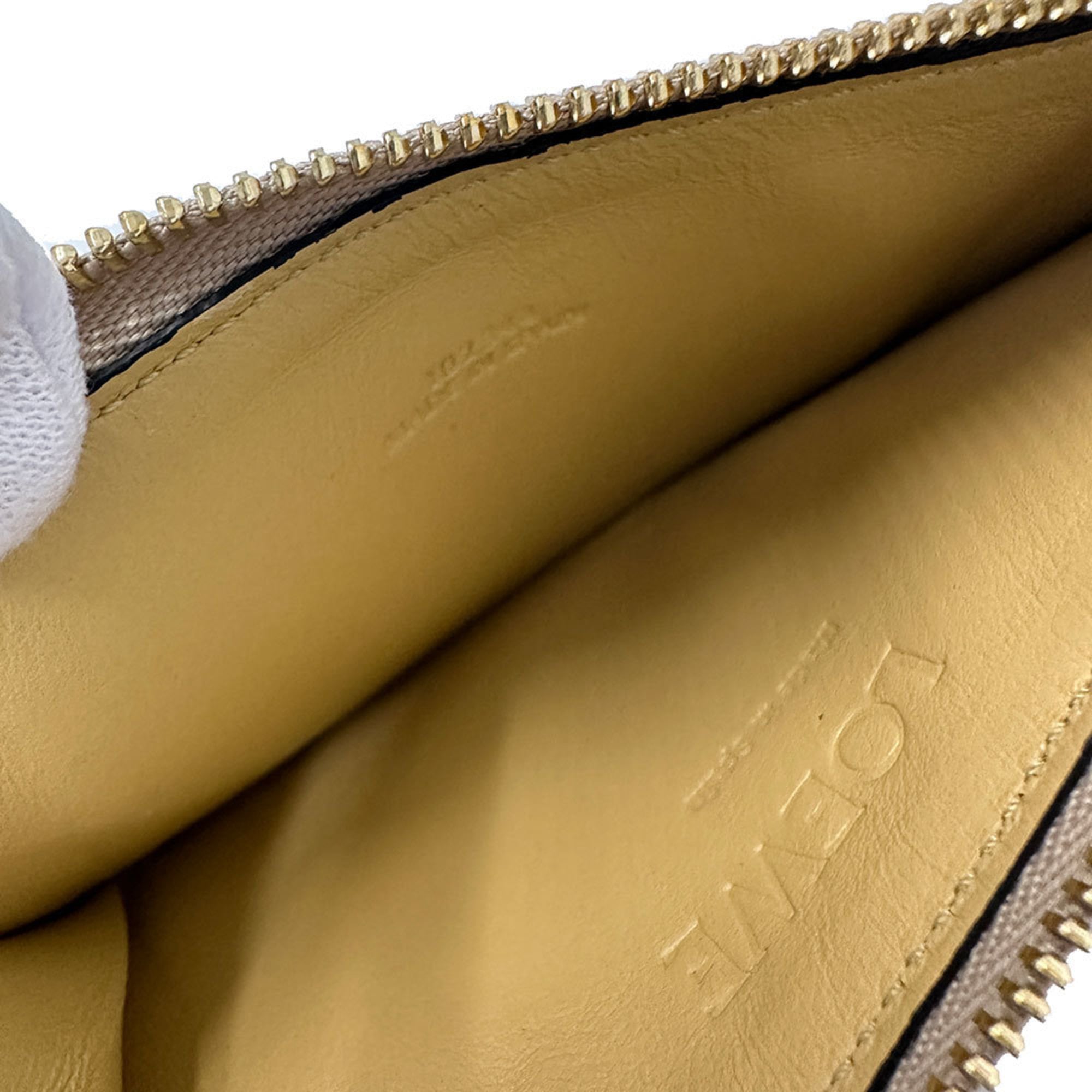 LOEWE Women's Anagram Wallet, Leather Fragment Case, Greige, Yellow