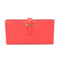 Hermes Bearn Bearn Soufflé Women's Epsom Leather Long Wallet (bi-fold) Salmon Pink