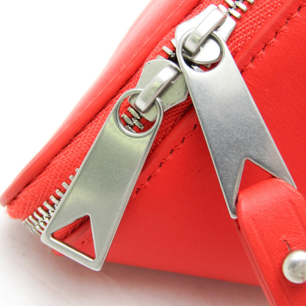Bottega Veneta Intrecciato Pyramid 666769 Women's Leather Pouch Red Color — Like New