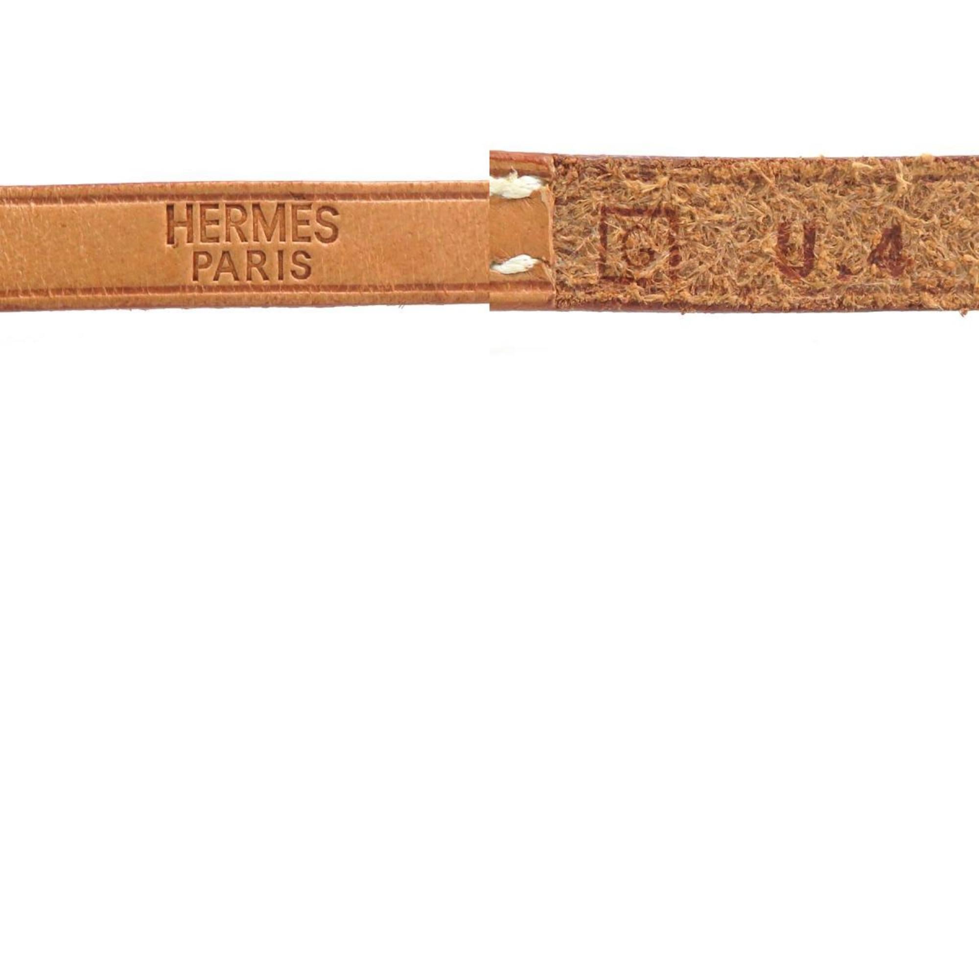 Hermes Hermès Api Leather Metal Bracelet in Beige Brown and Silver, Women's, e61129