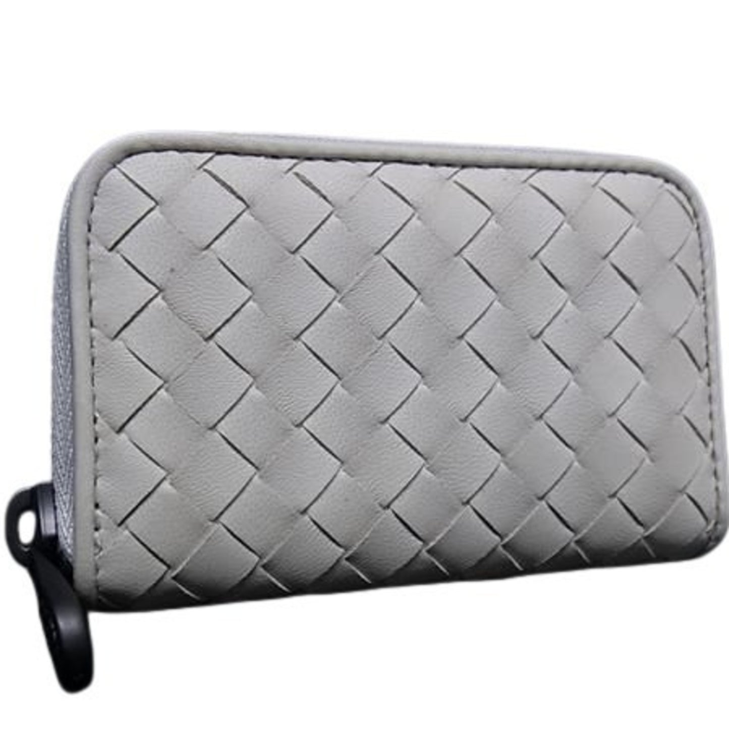 BOTTEGA VENETA Intrecciato Coin Purse 114075 Ivory Leather Round Wallet for Men and Women