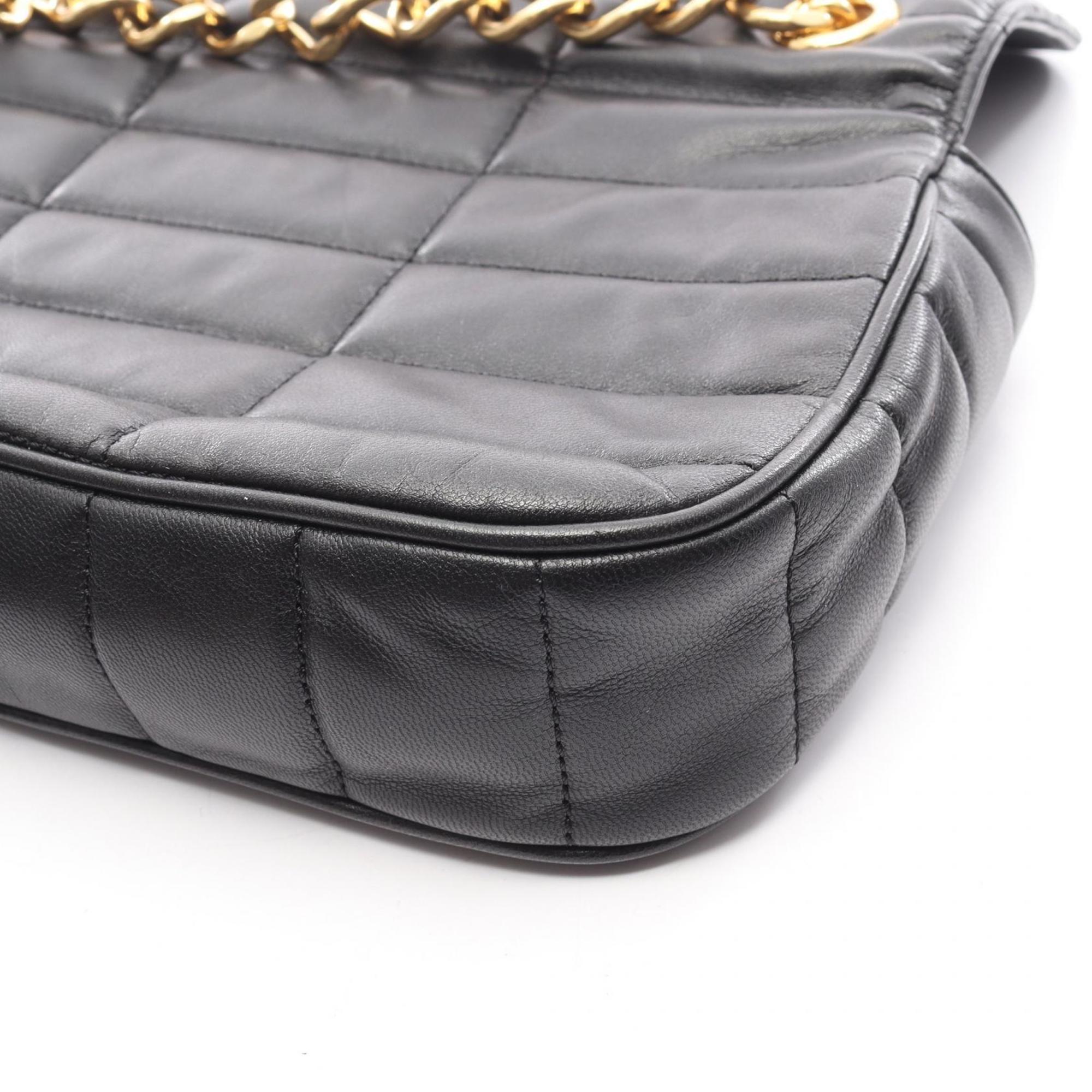 Celine Monochrome Shoulder Bag, Leather, Women's, Black