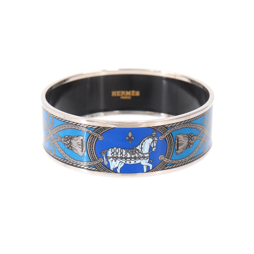 Hermes HERMES Email GM Bangle Bracelet Blue Silver Horse — New - Store Return