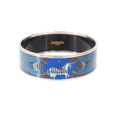 Hermes HERMES Email GM Bangle Bracelet Blue Silver Horse — New - Store Return