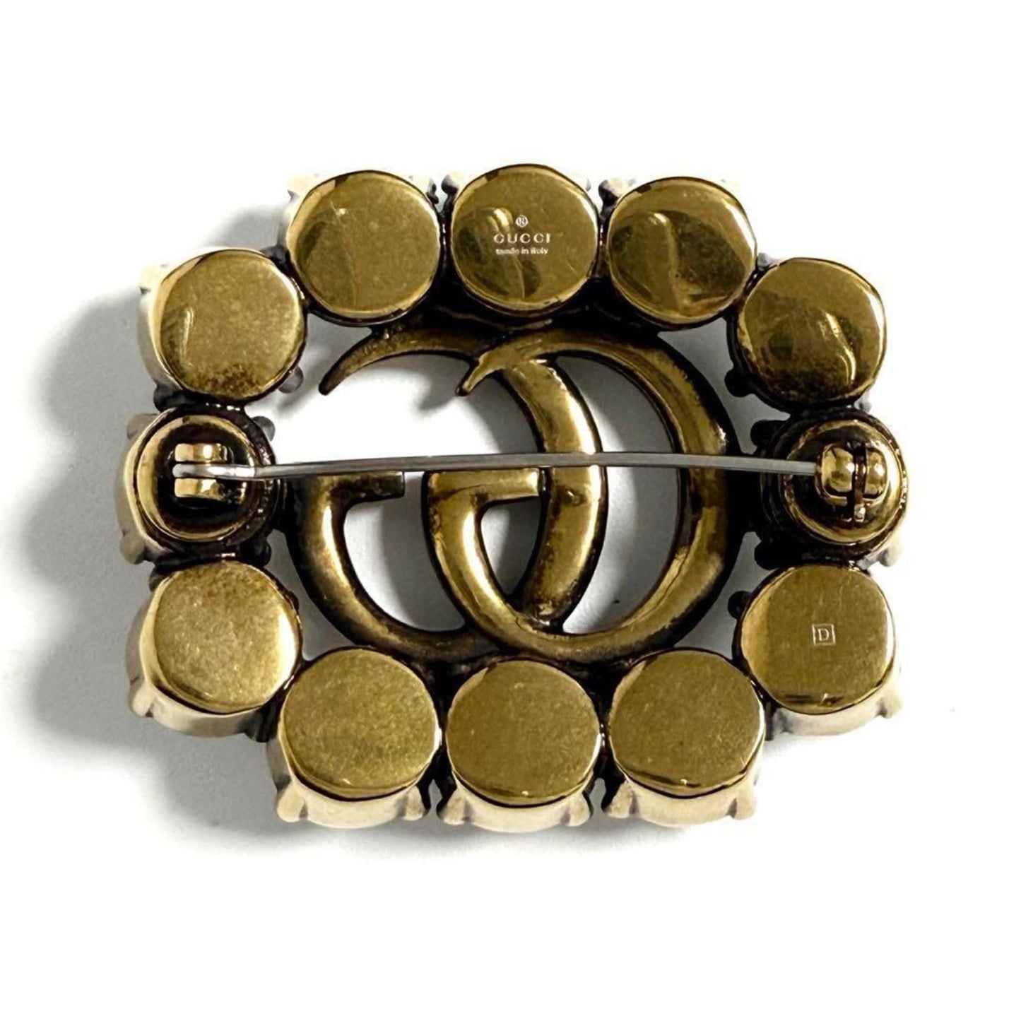 Gucci Women's Metal Double G Brooch Badge with Crystals