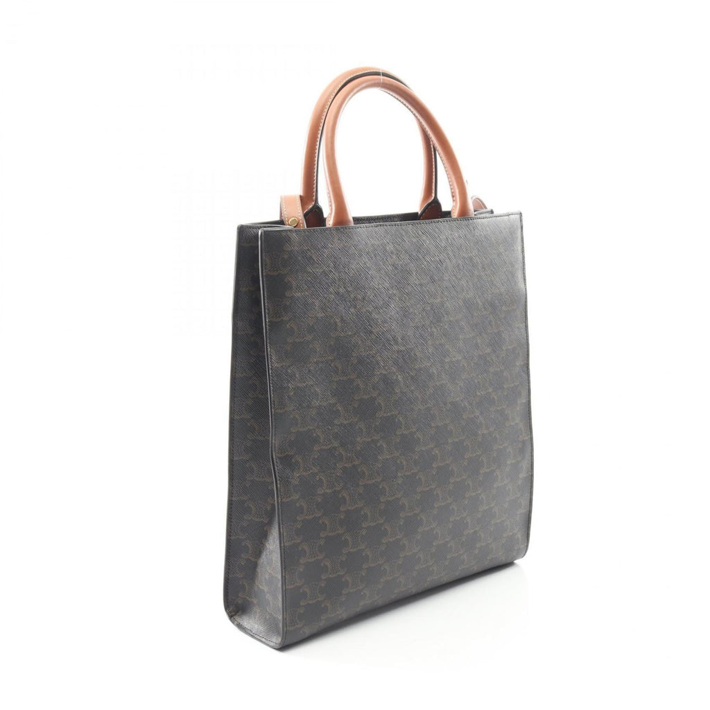 Celine Small Vertical Cabas Triomphe Tote Bag, Coated Canvas and Leather, Women's, Black Brown, 191542