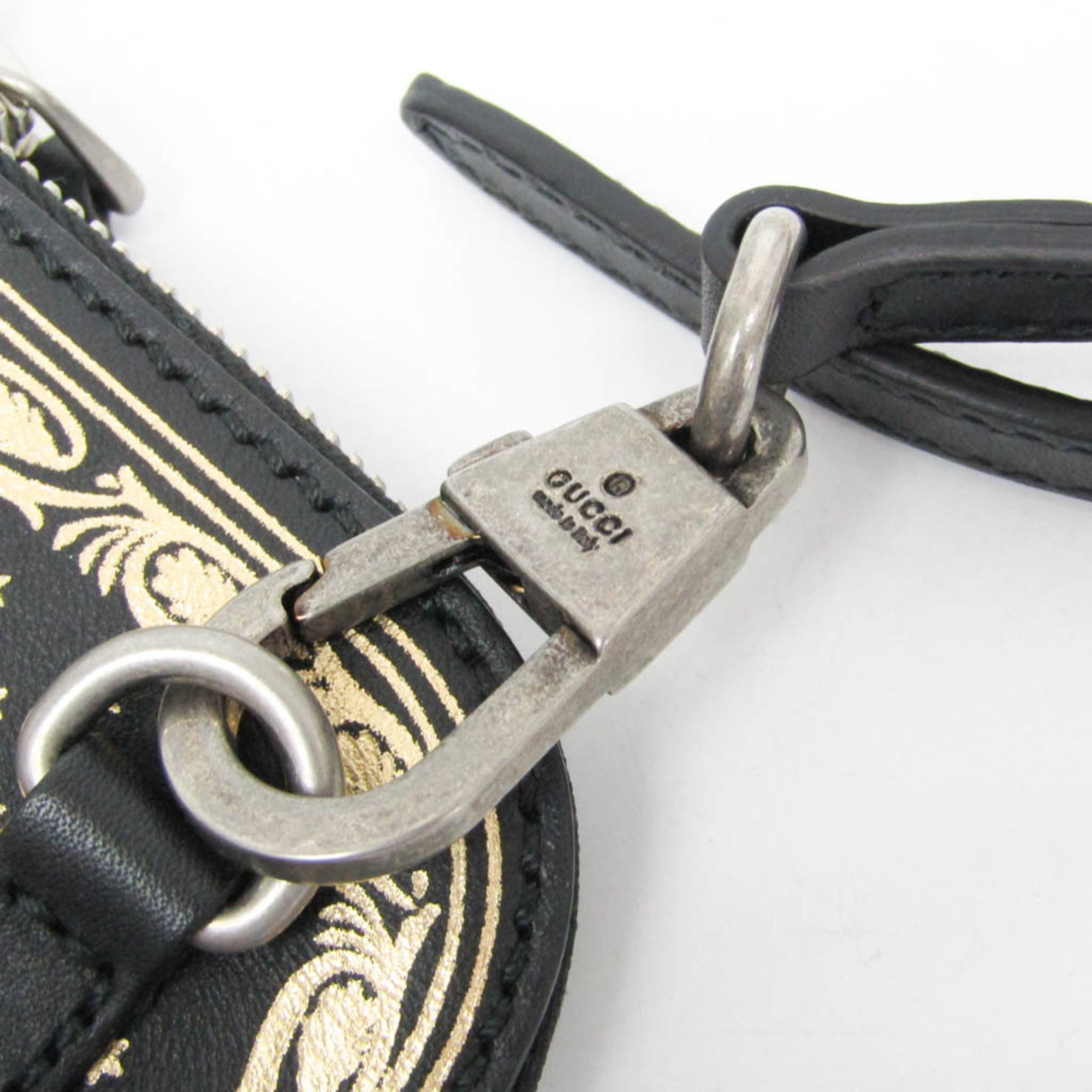 Gucci GUCCY Print 511189 Women's Leather Shoulder Bag Black,Gold — Like New