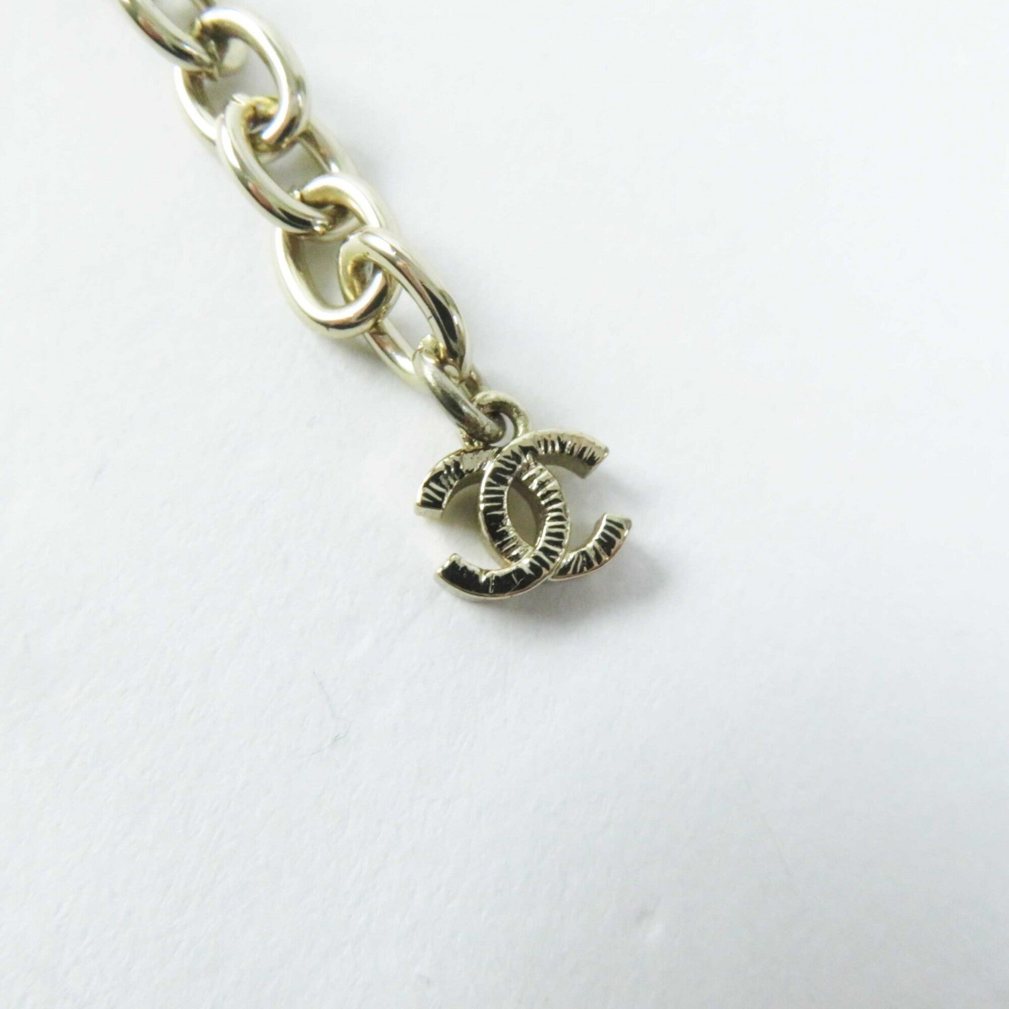 CHANEL Y22X MADEMOISELLE Rhinestone Coco Mark Necklace Pendant Gold with Box for Women — Like New
