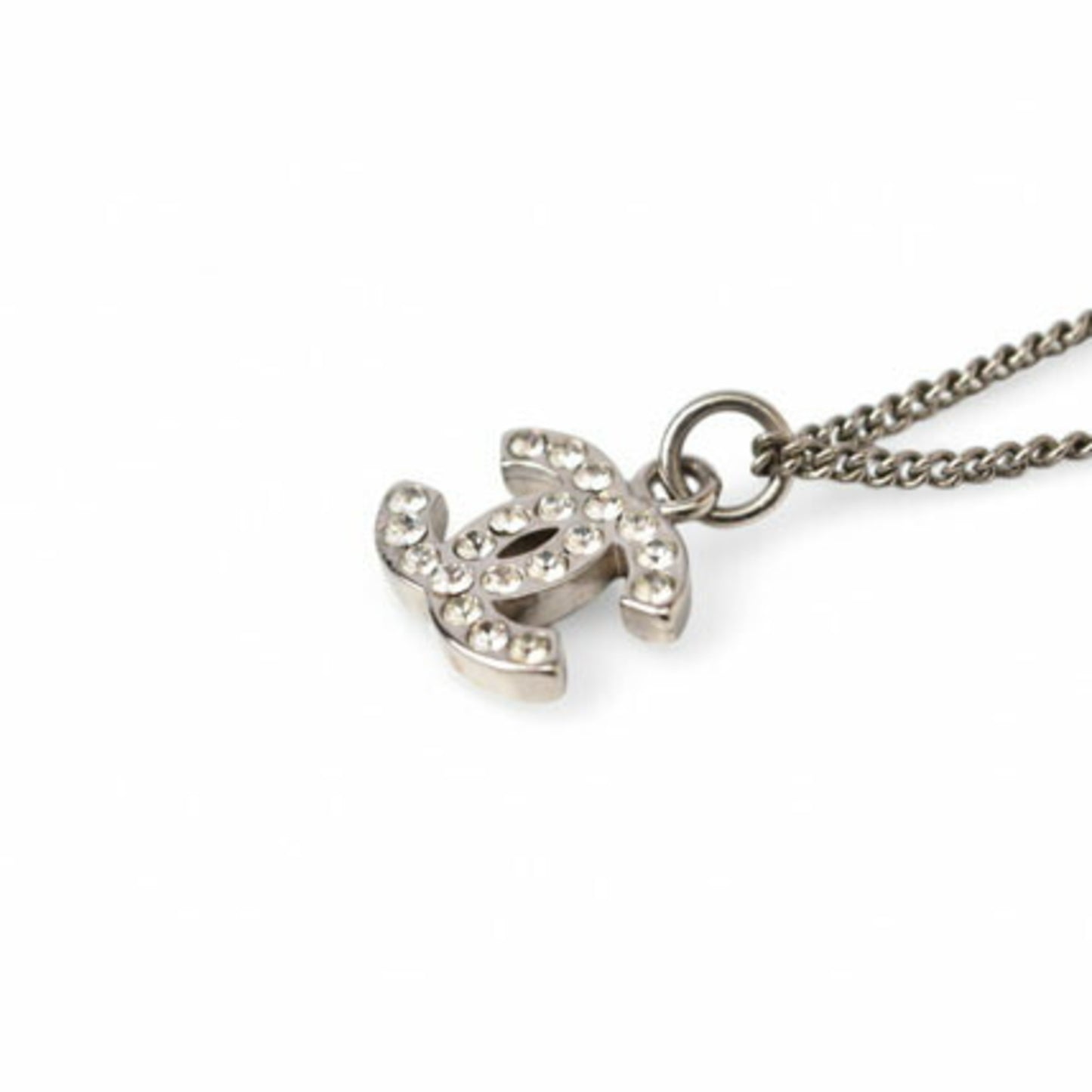 Chanel Necklace Pendant CHANEL Coco Mark CC Rhinestone Silver White A28942 09V