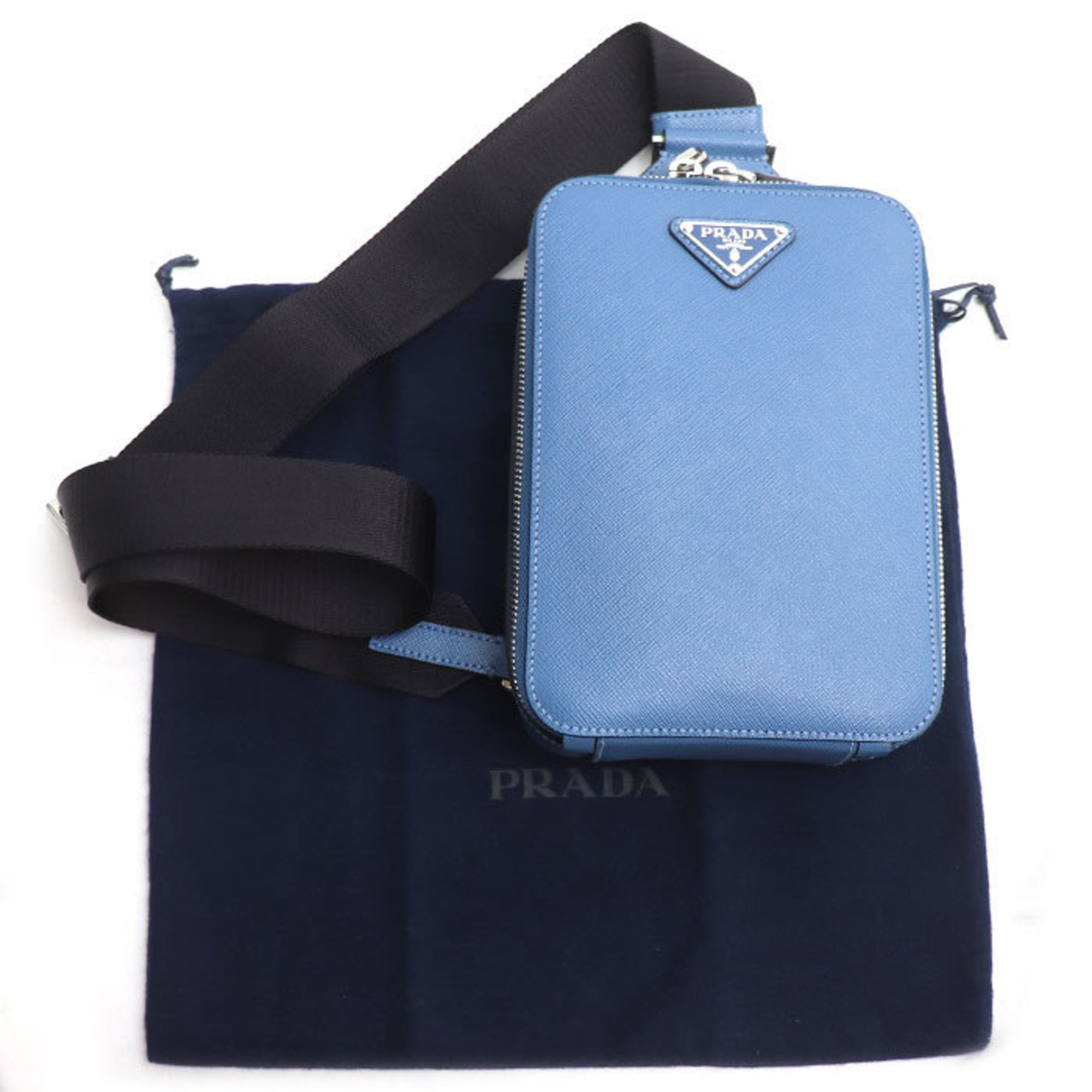 PRADA Brick Saffiano One-Shoulder Body Bag, Blue, 2VZ106, Men's