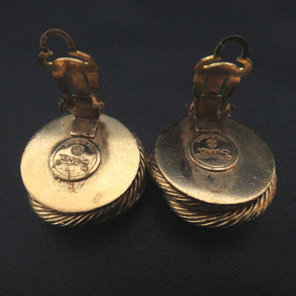 CHANEL Vintage Faux Pearl Circle Clip Earrings, Gold, Women's