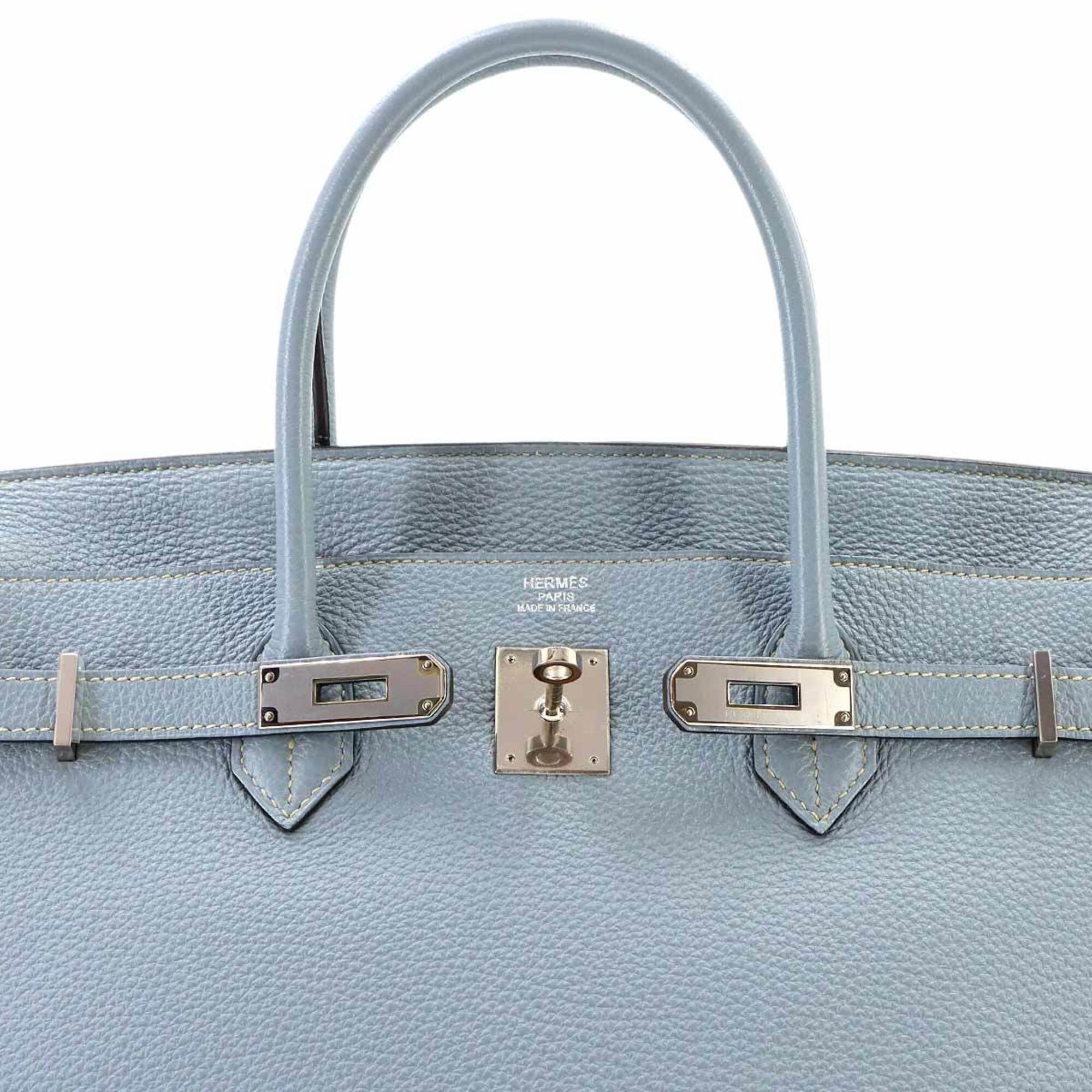 Hermes Birkin 40 Togo Blue Lin Handbag □Q Stamp Silver Hardware — Like New