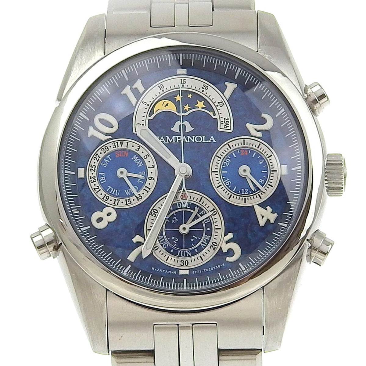 Citizen Campanola Watch Moon Face 6771-T010750-TA Stainless Steel Quartz Blue Dial Men's S111624325 — Good