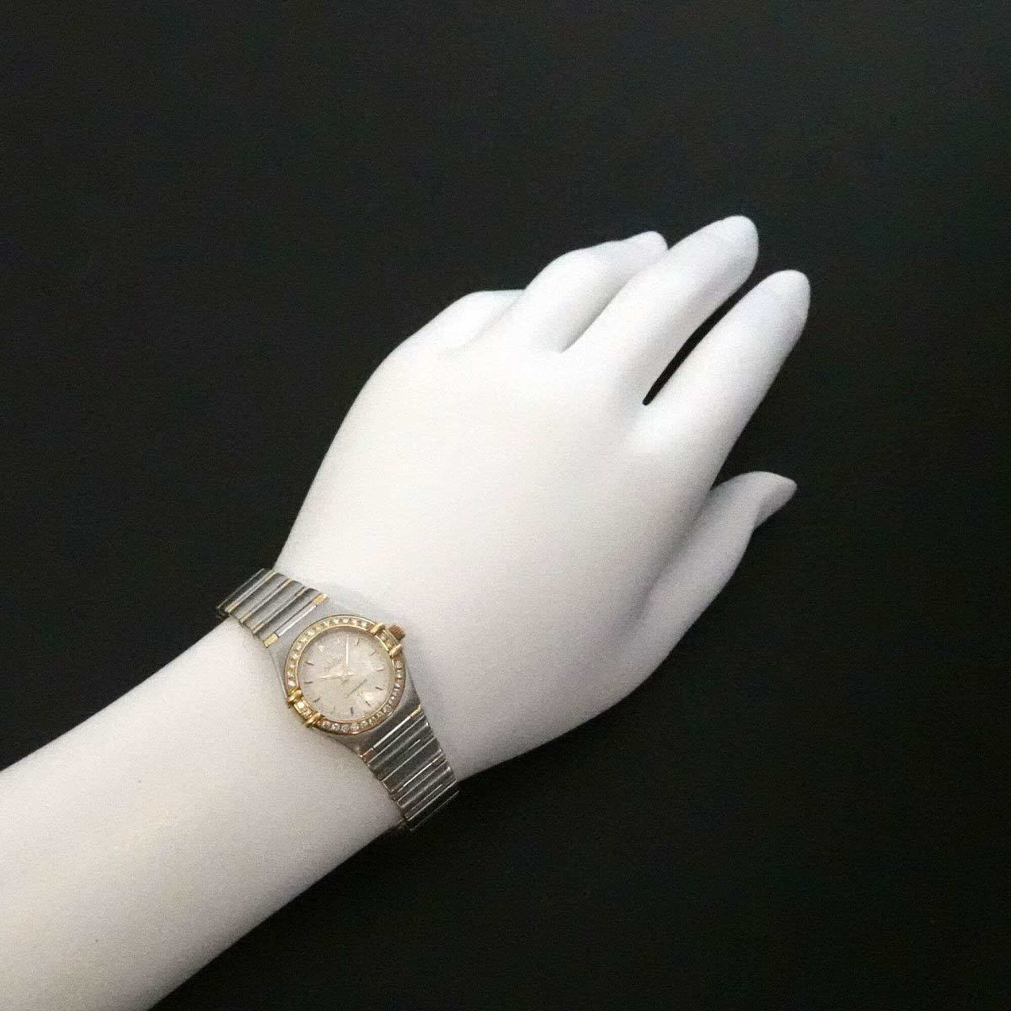Omega Constellation Mini Combination 1267 30 Ladies' Watch, Diamond Bezel, Silver/YG Yellow Gold, Quartz Watch — Very Good