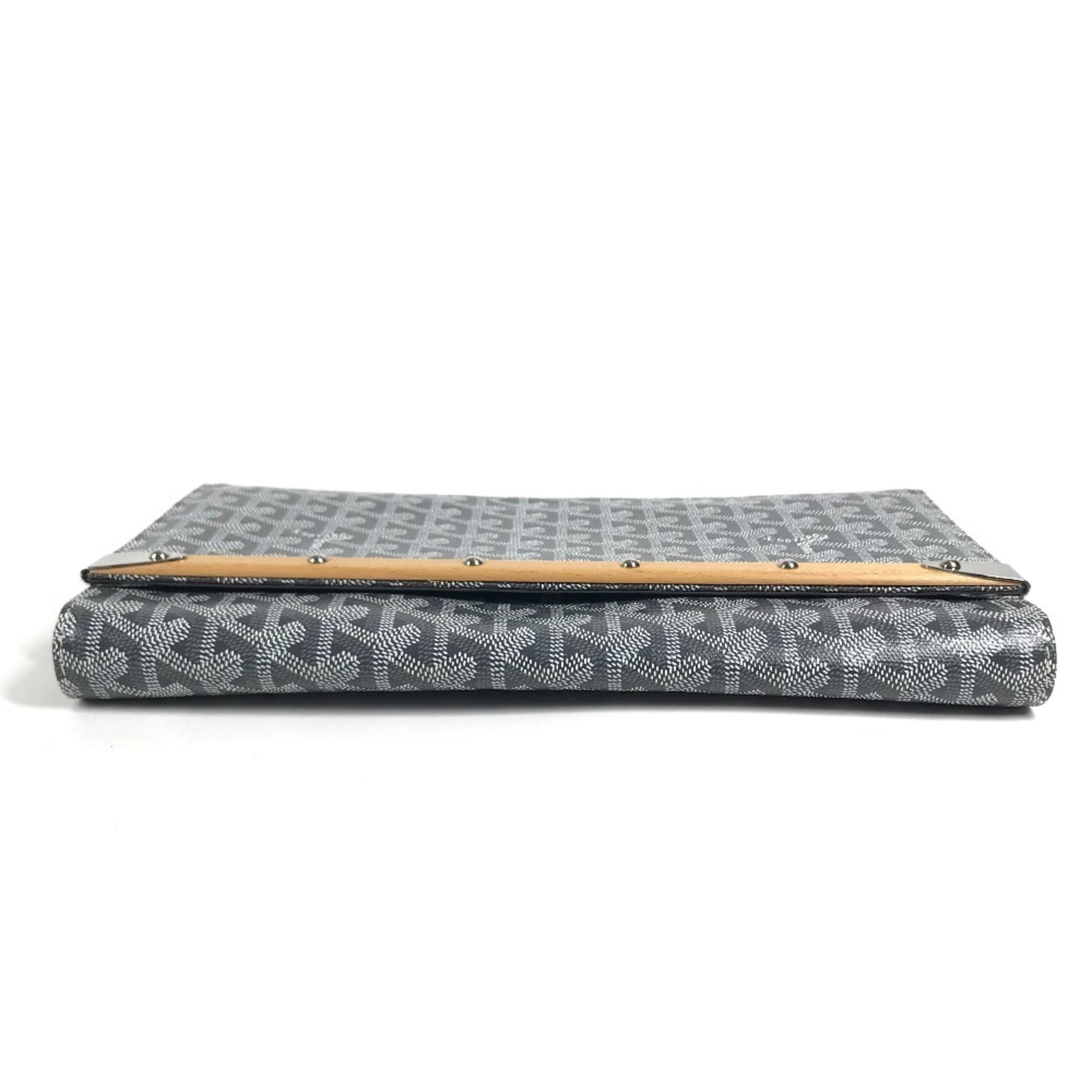 GOYARD Monte Carlo Bag, Flap Handbag, Pouch, Clutch Leather, Men's/Women's, Gray, Like New — Like New