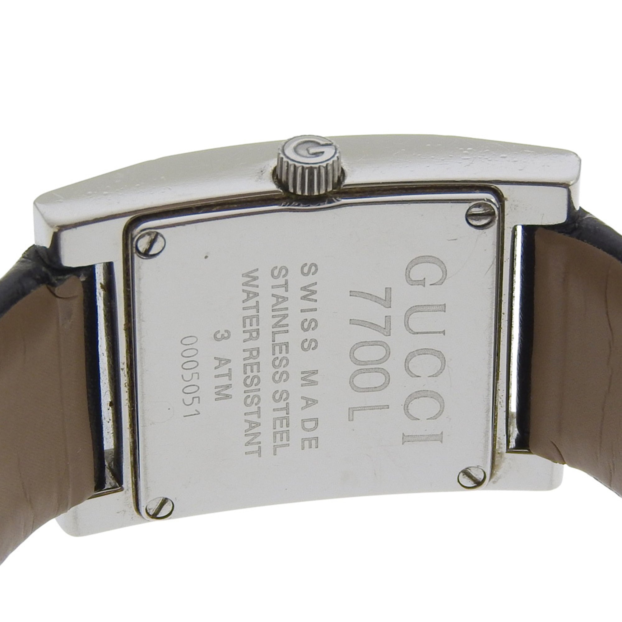 Gucci GUCCI watch 7700L stainless steel x leather quartz analog black dial women's — Good
