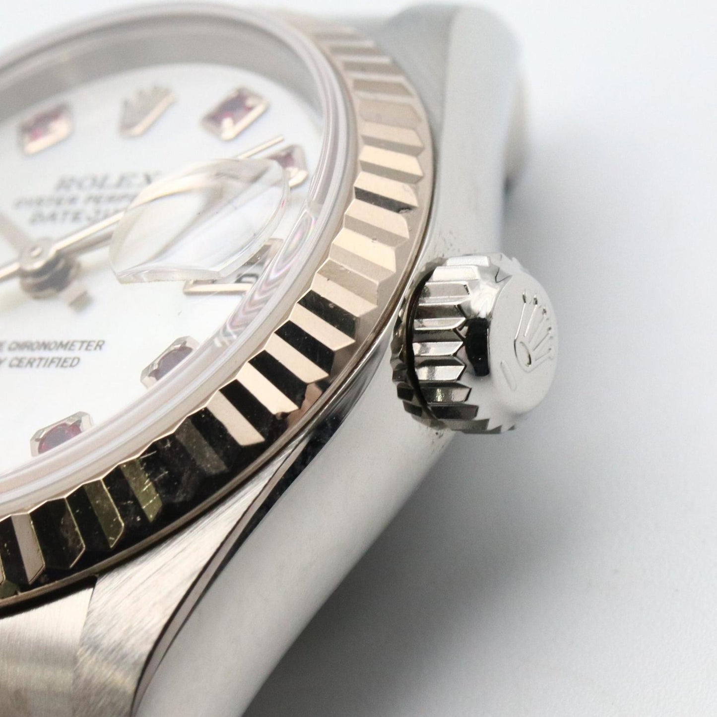 Rolex Datejust 10-Piece Ruby Y Series Watch, 18K White Gold (White Gold) Stainless Steel, Ruby, Women's, Silver, 79174NGR