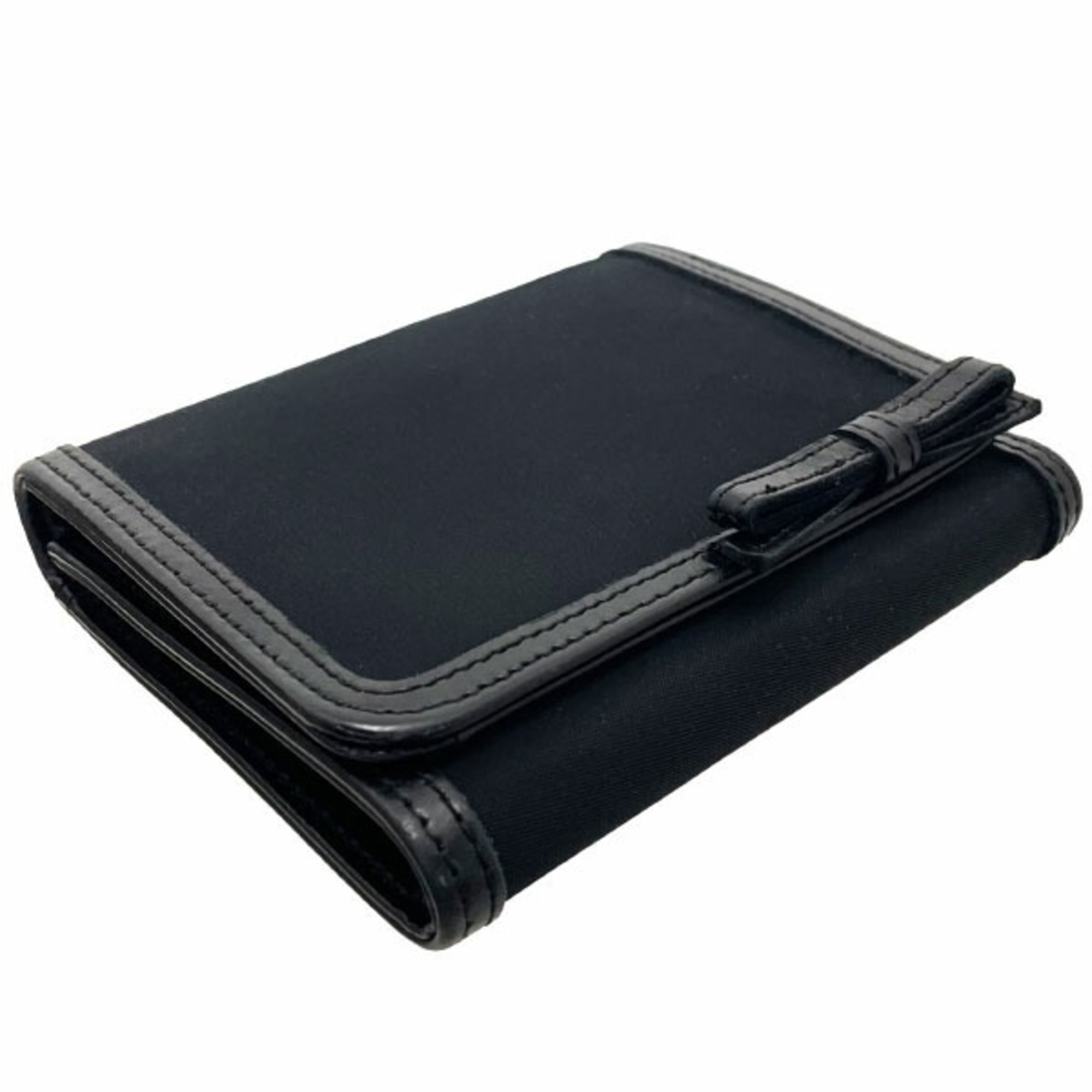 Prada Ribbon Triangle Trifold Wallet in Nylon and Leather, Black. Triangular Plate Compact Wallet, NERO MM-16119.