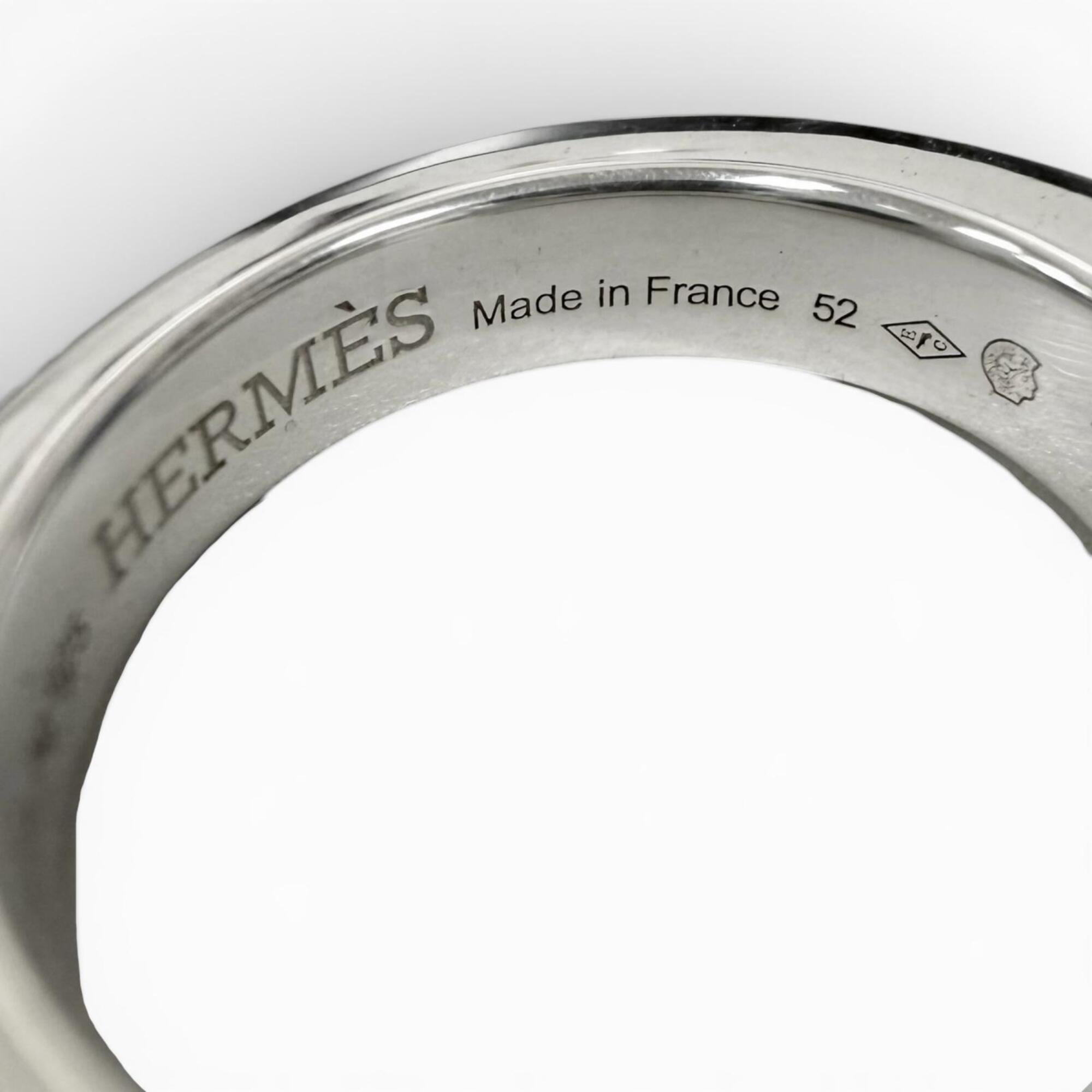 HERMES Clou de Forge AG925 Ring, Silver, Size 52, Made in France, Weight 11.7g, Men's — Like New