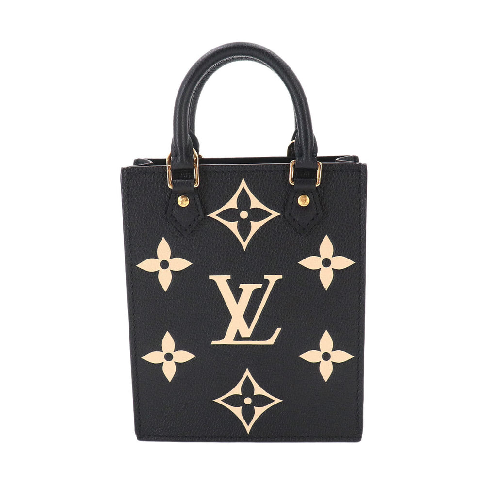 Louis Vuitton Petite Sac Plat, bicolor, Monogram Empreinte, 2-way handbag/shoulder bag, leather, black/beige, M81416, RFID — Like New