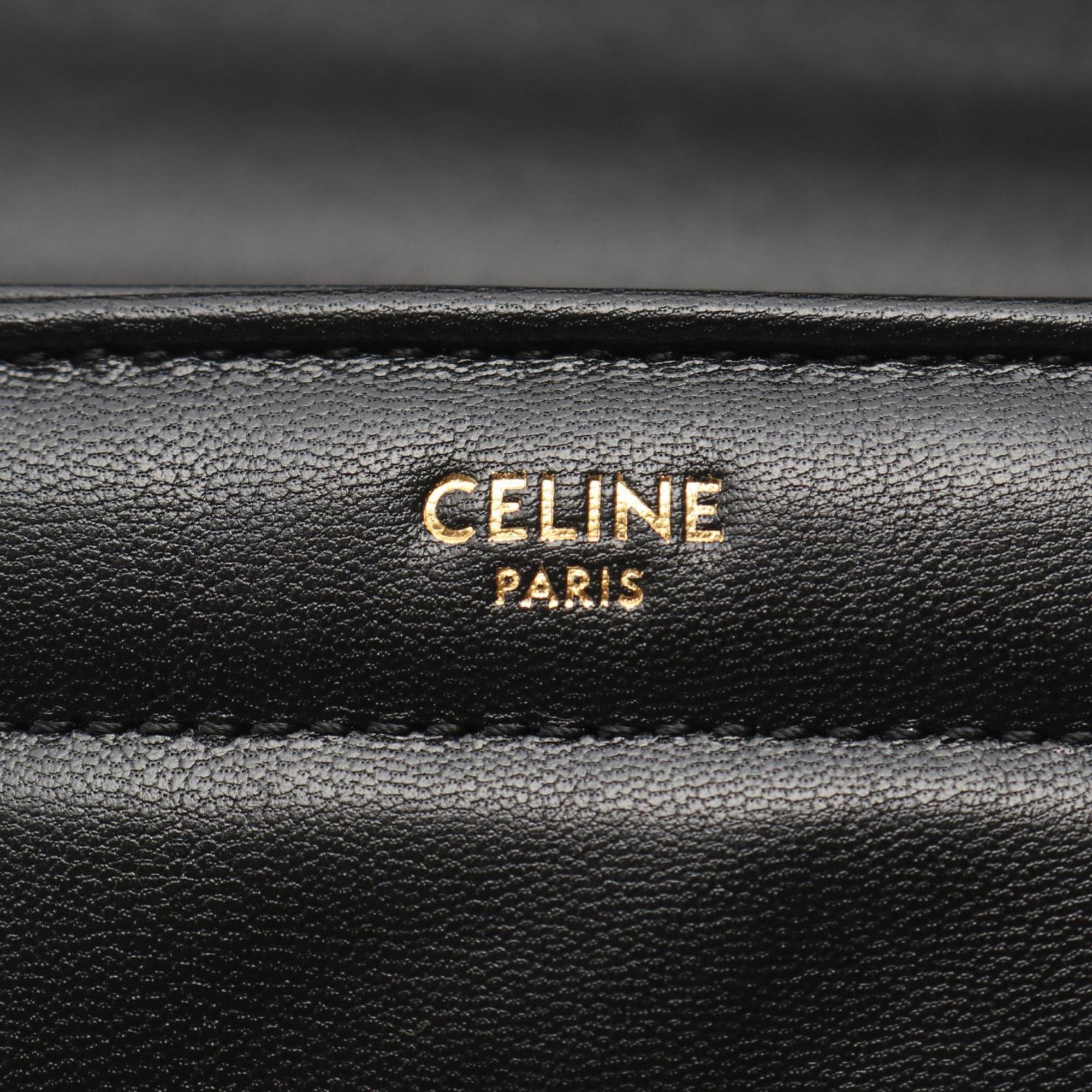 Celine Matelasse Monochrome Shoulder Bag, Leather, Women's, Black