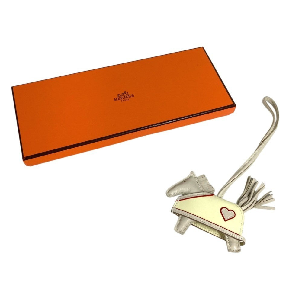 HERMES Hermes Horse Cheval Rodeo Robeo Coeur PM Heart Accessory Bag Charm Keychain Agneau Milo Men's Women's Clé Jaune Milton Rouge Ladue White Like New — New - Store Return