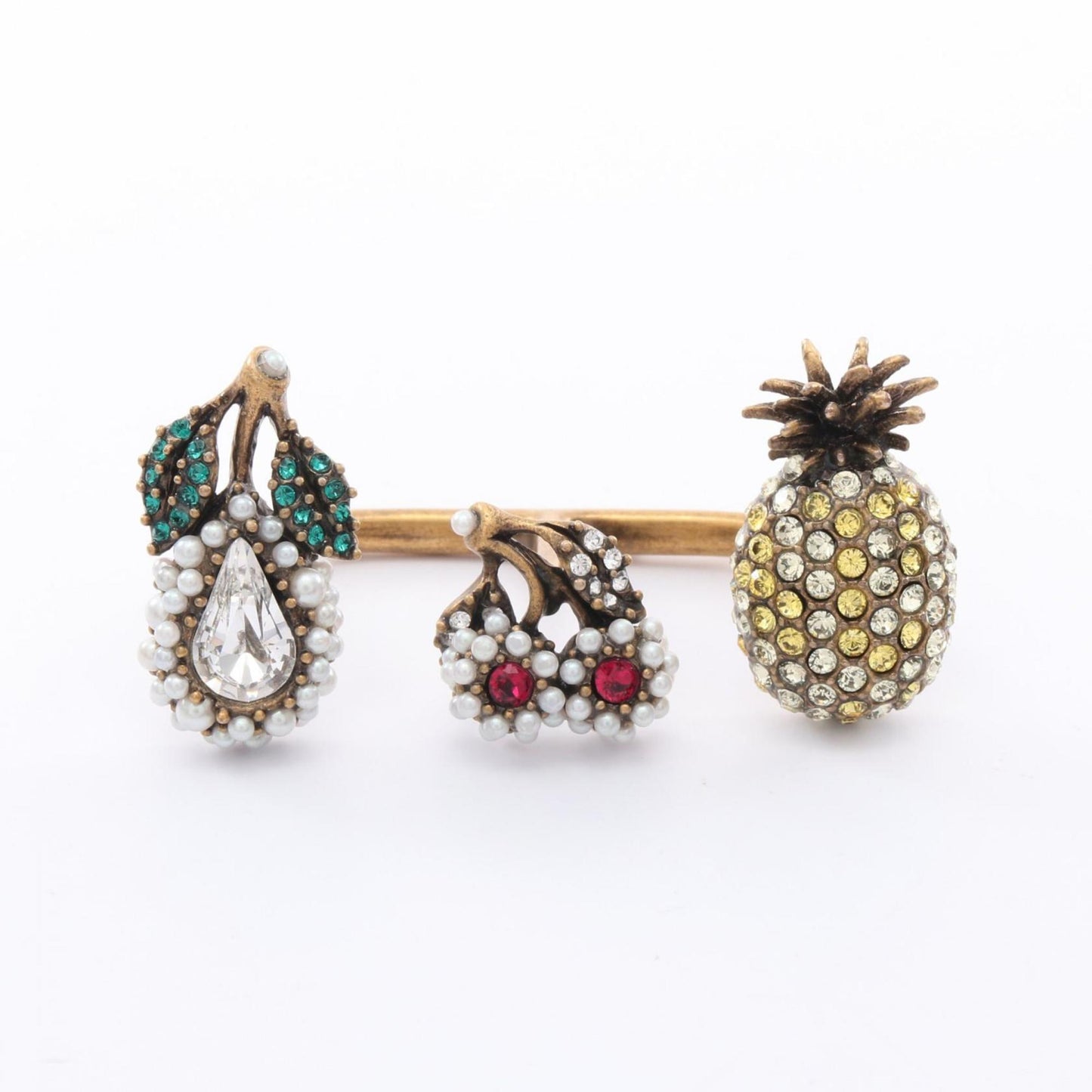 Gucci ring in gold-plated GP (faux pearl and rhinestone) for women multicolored gold.