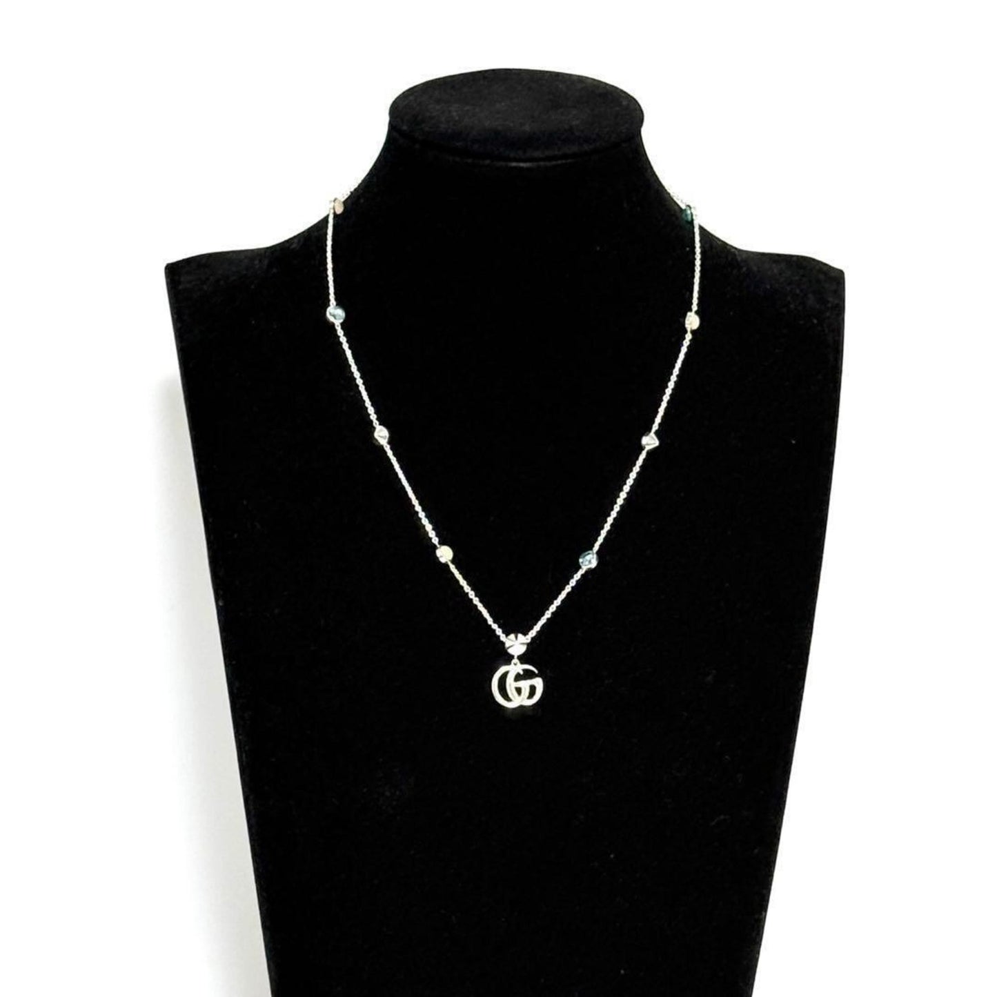 Gucci Double G Mother of Pearl Necklace Pendant Silver 925