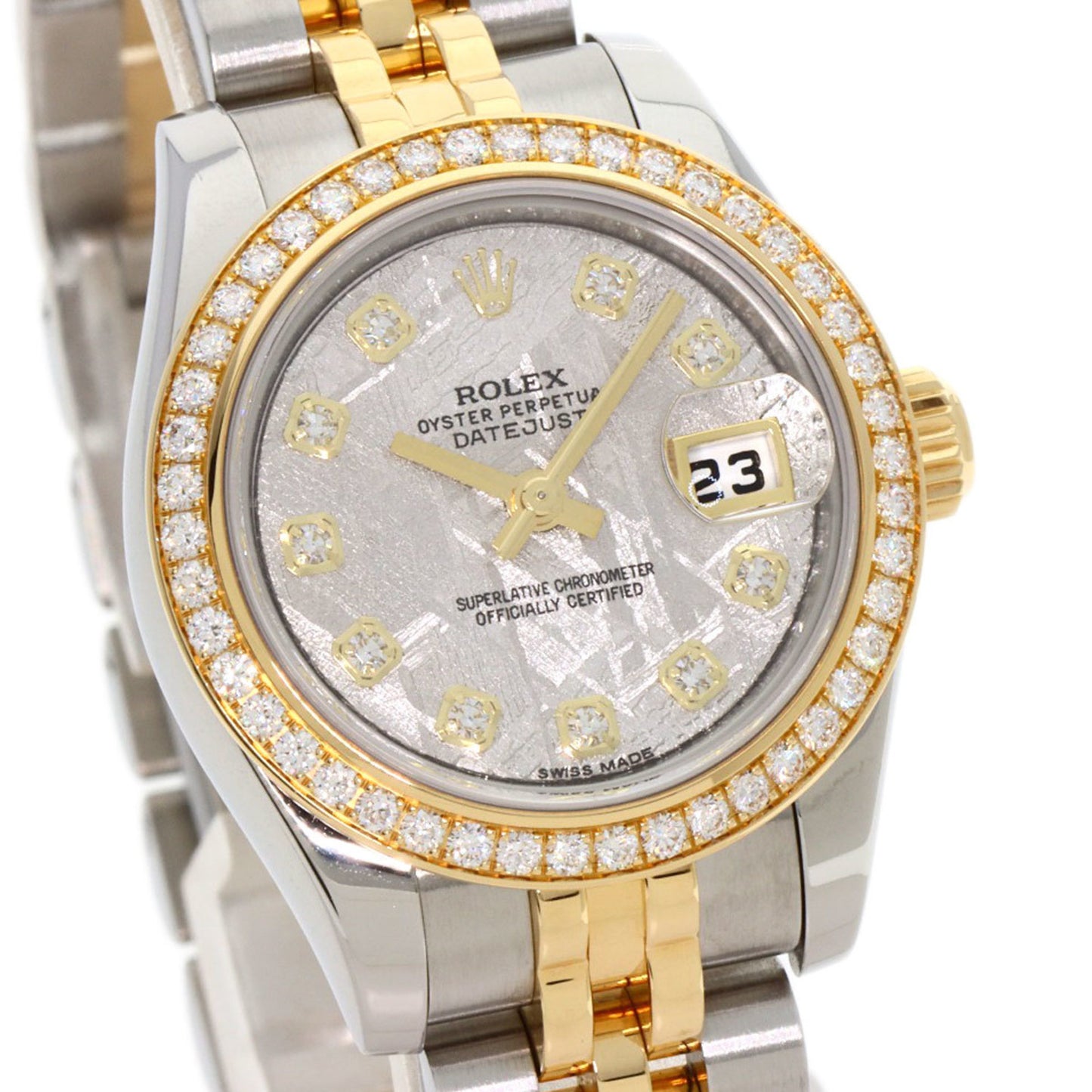 Rolex 179383G Datejust 10P Bezel Diamond Meteorite Watch K18 Yellow Gold SSxK18YG Ladies