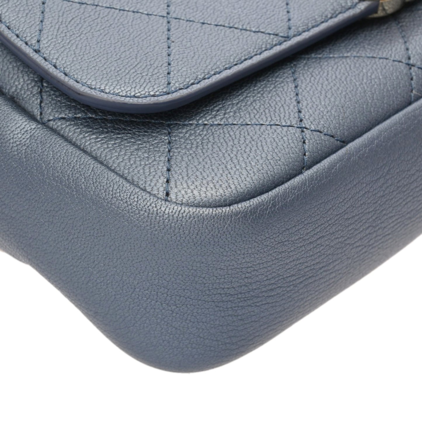 CHANEL Affinity Metallic Blue Women's Calfskin Waist Bag, A-Rank, Pre-Owned, Ginzo