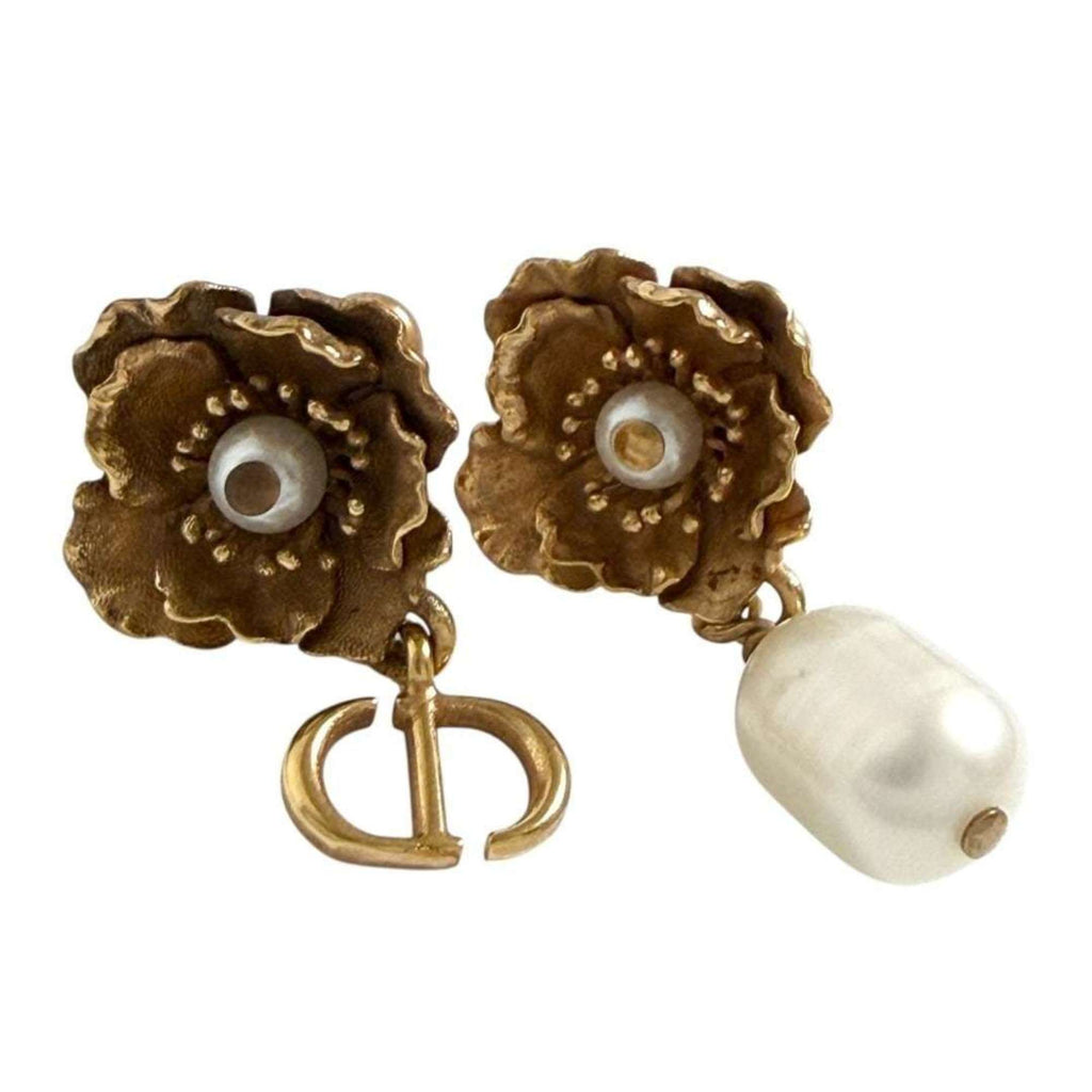 Christian Dior Dior Women's D Millefiori Earrings with Asymmetrical Flowers