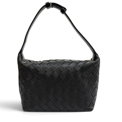 BOTTEGA VENETA 754443 Wallace Intrecciato Leather Handbag, Dark Gray, Made in Italy, Women's, with Dust Bag — Like New