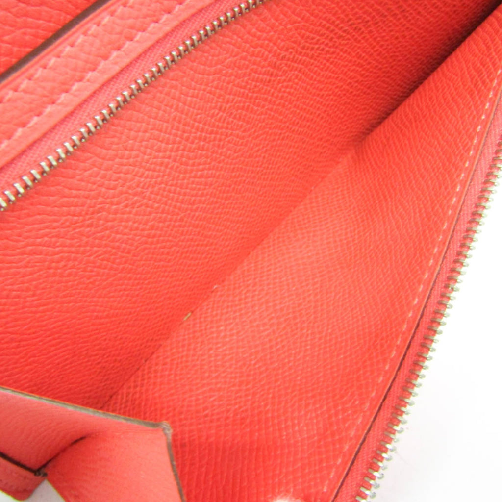 Hermes Bearn Bearn Soufflé Women's Epsom Leather Long Wallet (bi-fold) Salmon Pink